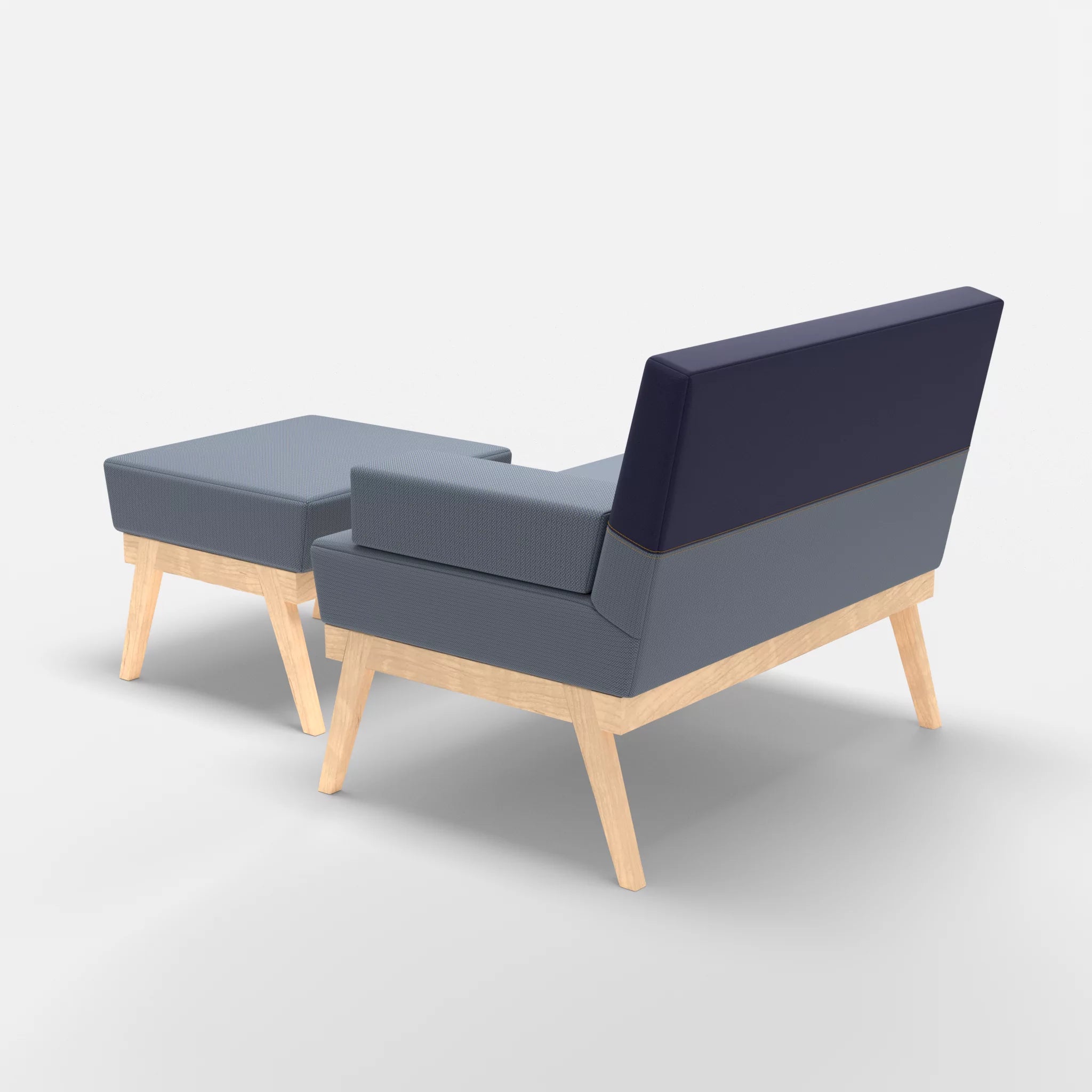 1er Sitzsofa Bauz mit Pouf credosea-credonavy in Blau und Navy von hinten