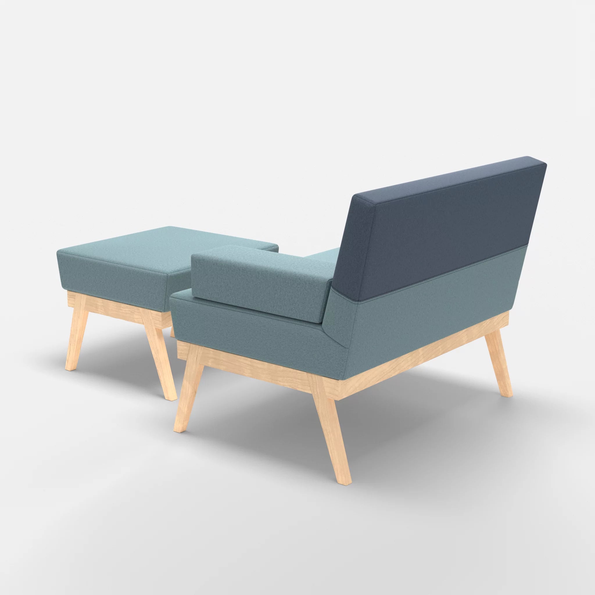 1er Sitzsofa Bauz mit Pouf dama0016-dama0075 in Hellblau und Blau von hinten