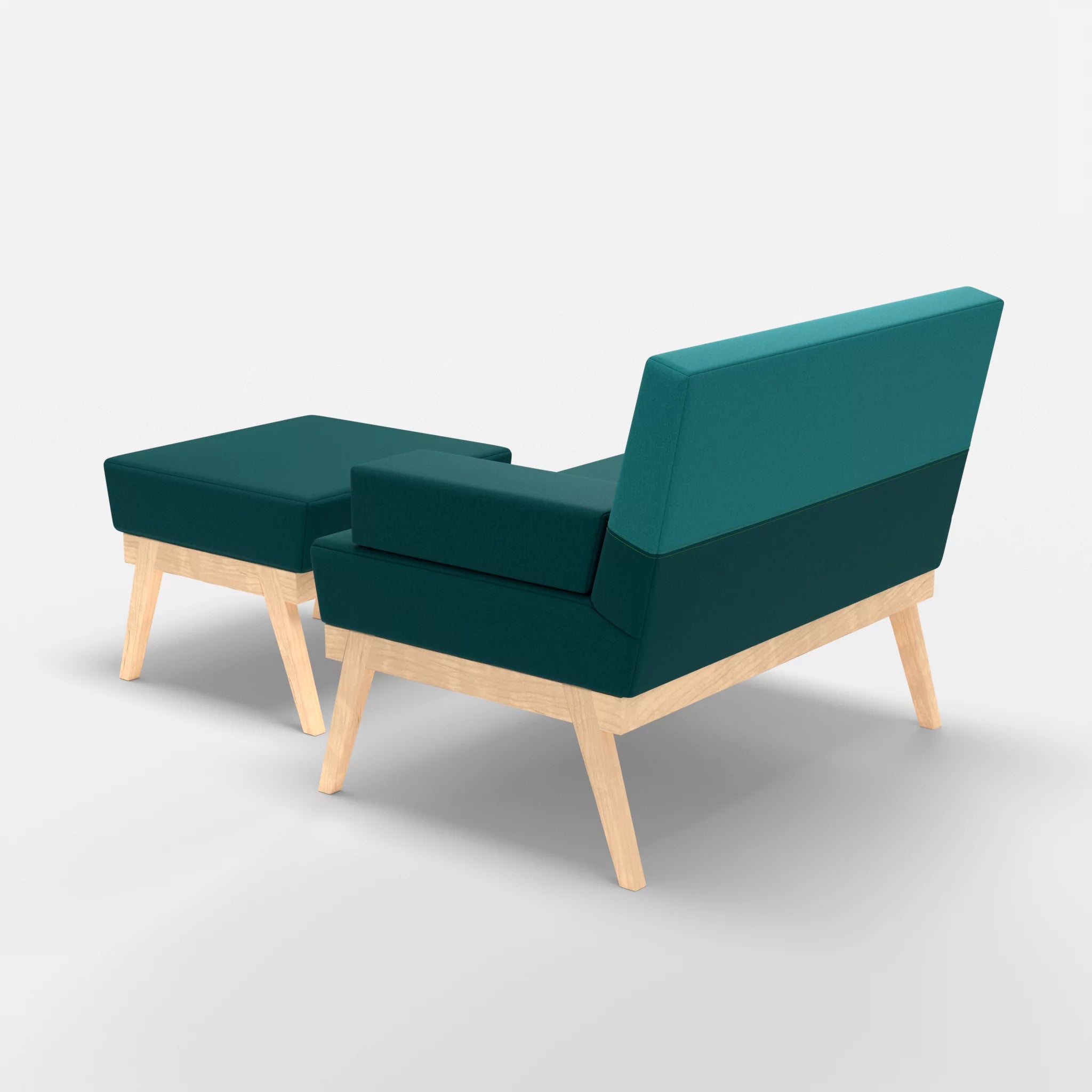 1er Sitzsofa Bauz mit Pouf dama0018-dama0076 in Türkis und Türkis von hinten