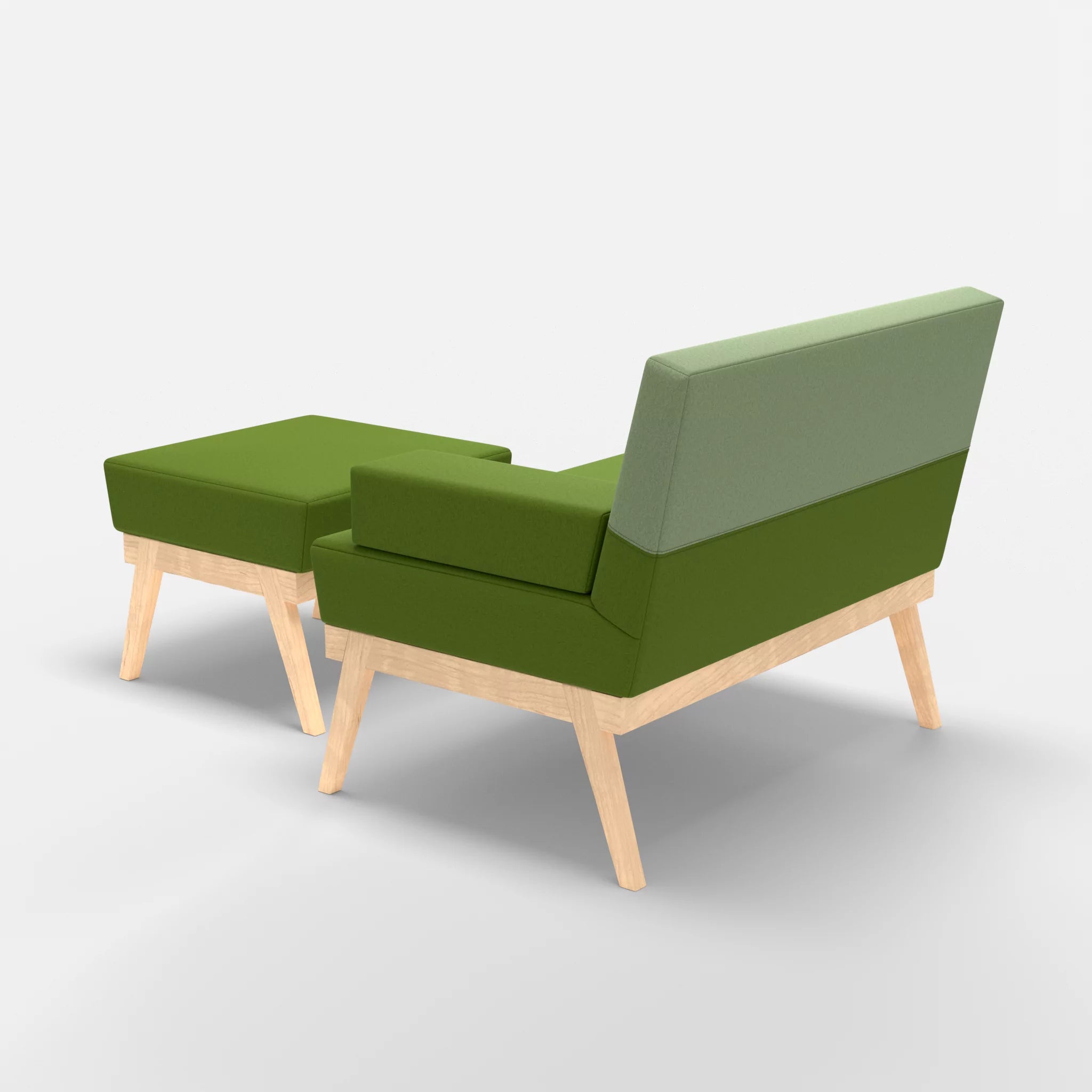 1er Sitzsofa Bauz mit Pouf dama0027-dama0042 in Grün und Hellgrün von hinten