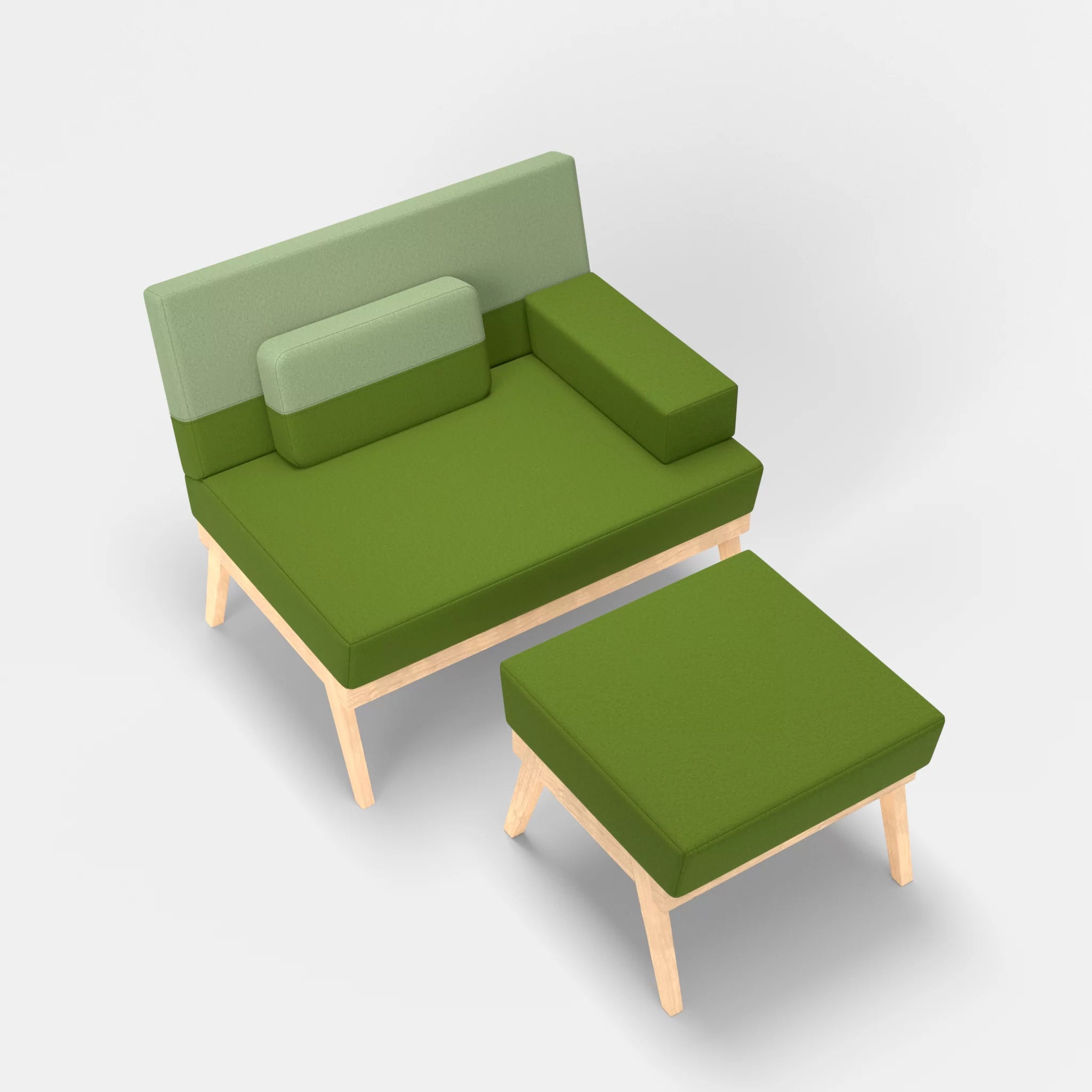 1er Sitzsofa Bauz mit Pouf dama0027-dama0042 in Grün und Hellgrün von oben