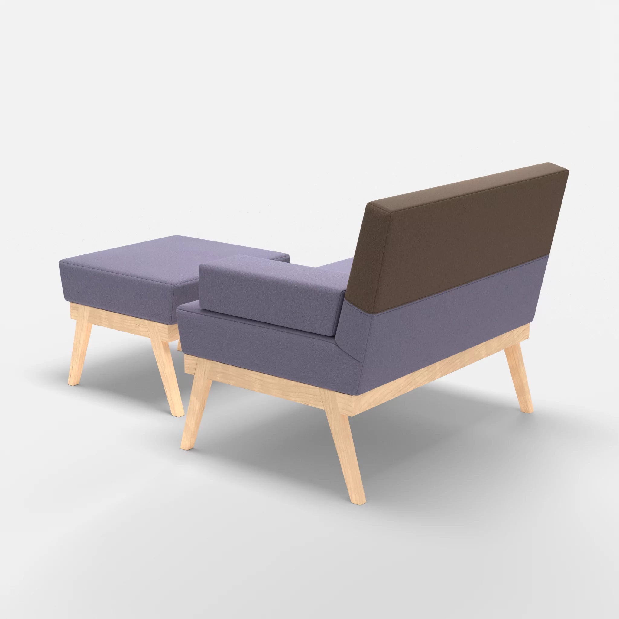 1er Sitzsofa Bauz mit Pouf dama0039-dama0051 in Flieder und Braun von hinten