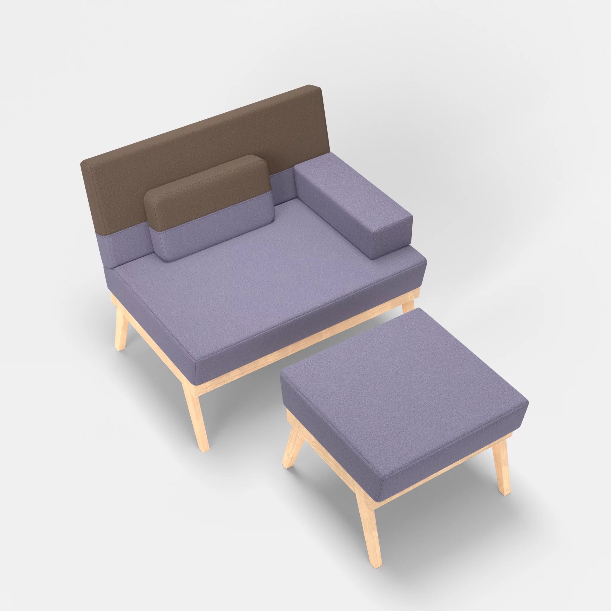 1er Sitzsofa Bauz mit Pouf dama0039-dama0051 in Flieder und Braun von oben