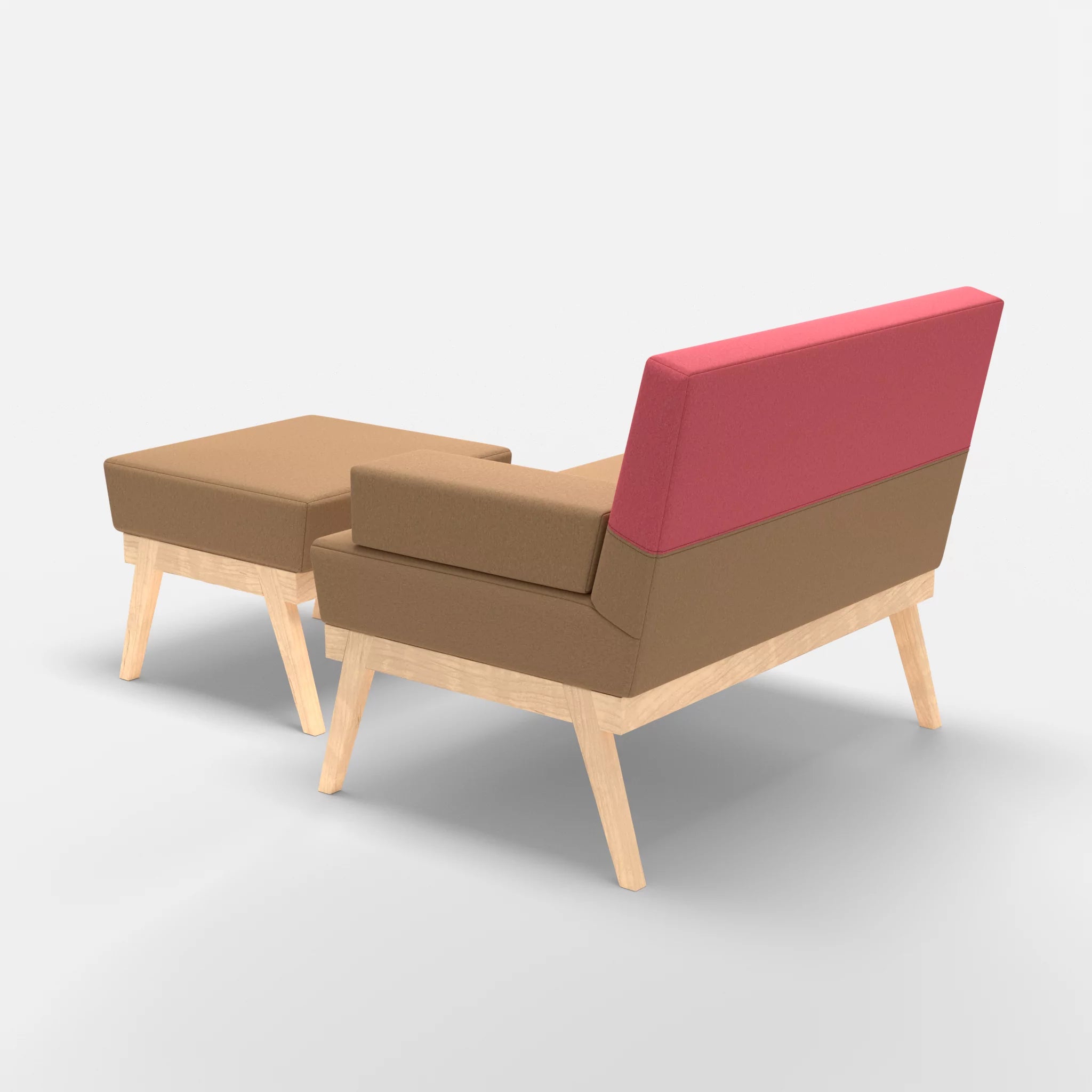 1er Sitzsofa Bauz mit Pouf dama0056-dama0083 in Beige und Pink von hinten