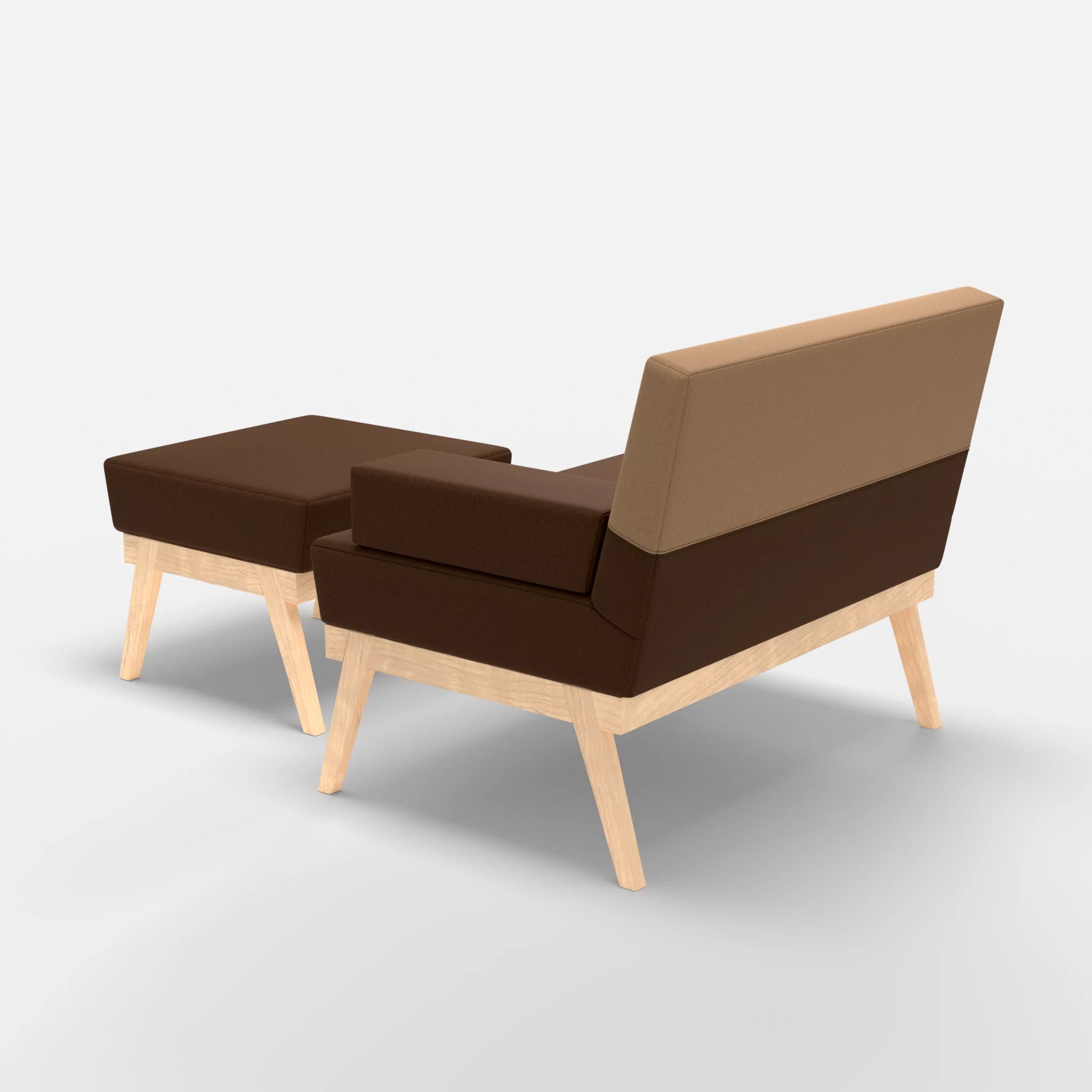 1er Sitzsofa Bauz mit Pouf dama0060-dama0056 in Braun und Beige von hinten