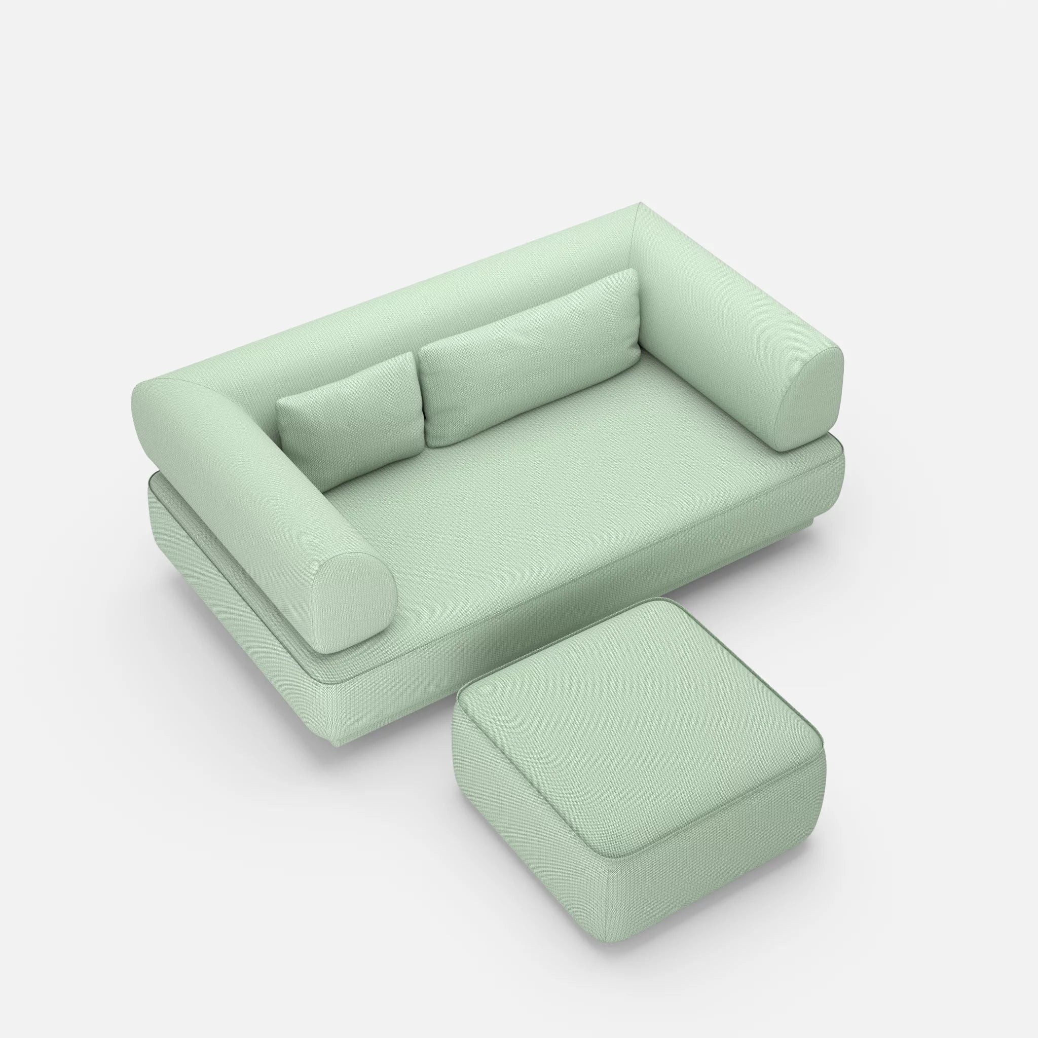 2 Sitzer Lounge Sofa Gordo mit Pouf credoaloe in Hellgrün von oben
