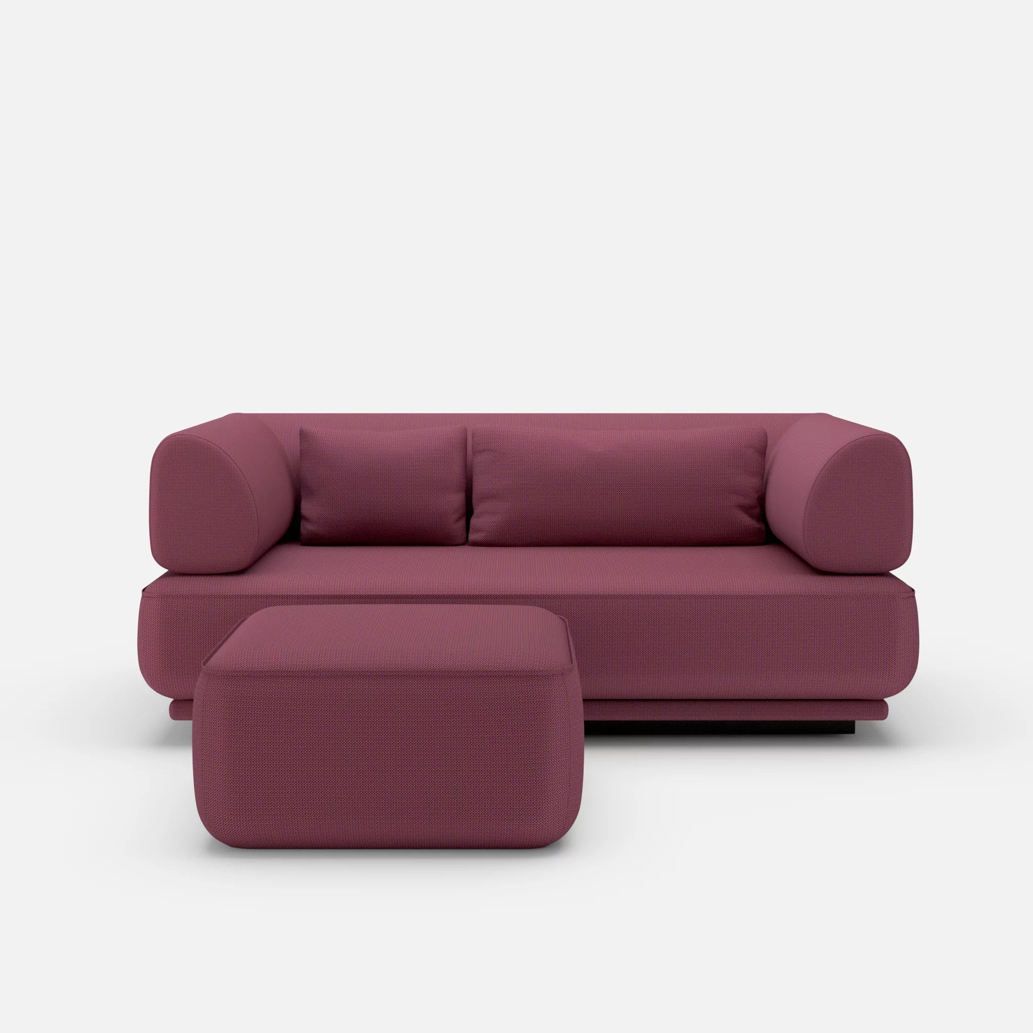 2 Sitzer Lounge Sofa Gordo mit Pouf credobreva in Violett von vorne