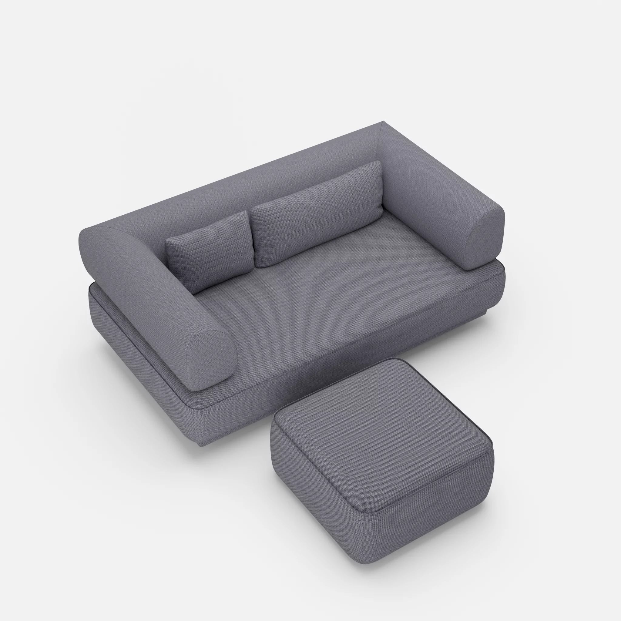 2 Sitzer Lounge Sofa Gordo mit Pouf credocarbon in Dunkelgrau von oben
