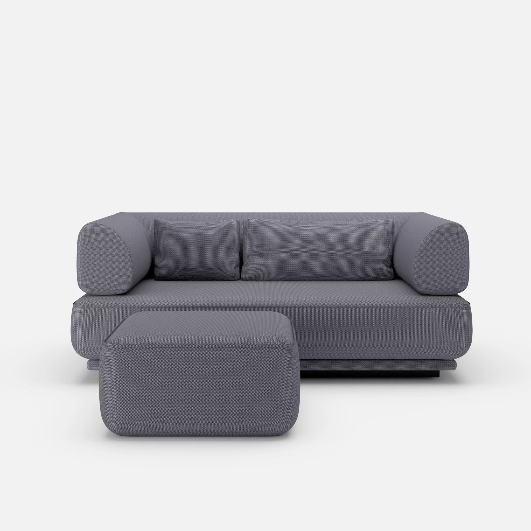 2 Sitzer Lounge Sofa Gordo mit Pouf credocarbon in Dunkelgrau von vorne