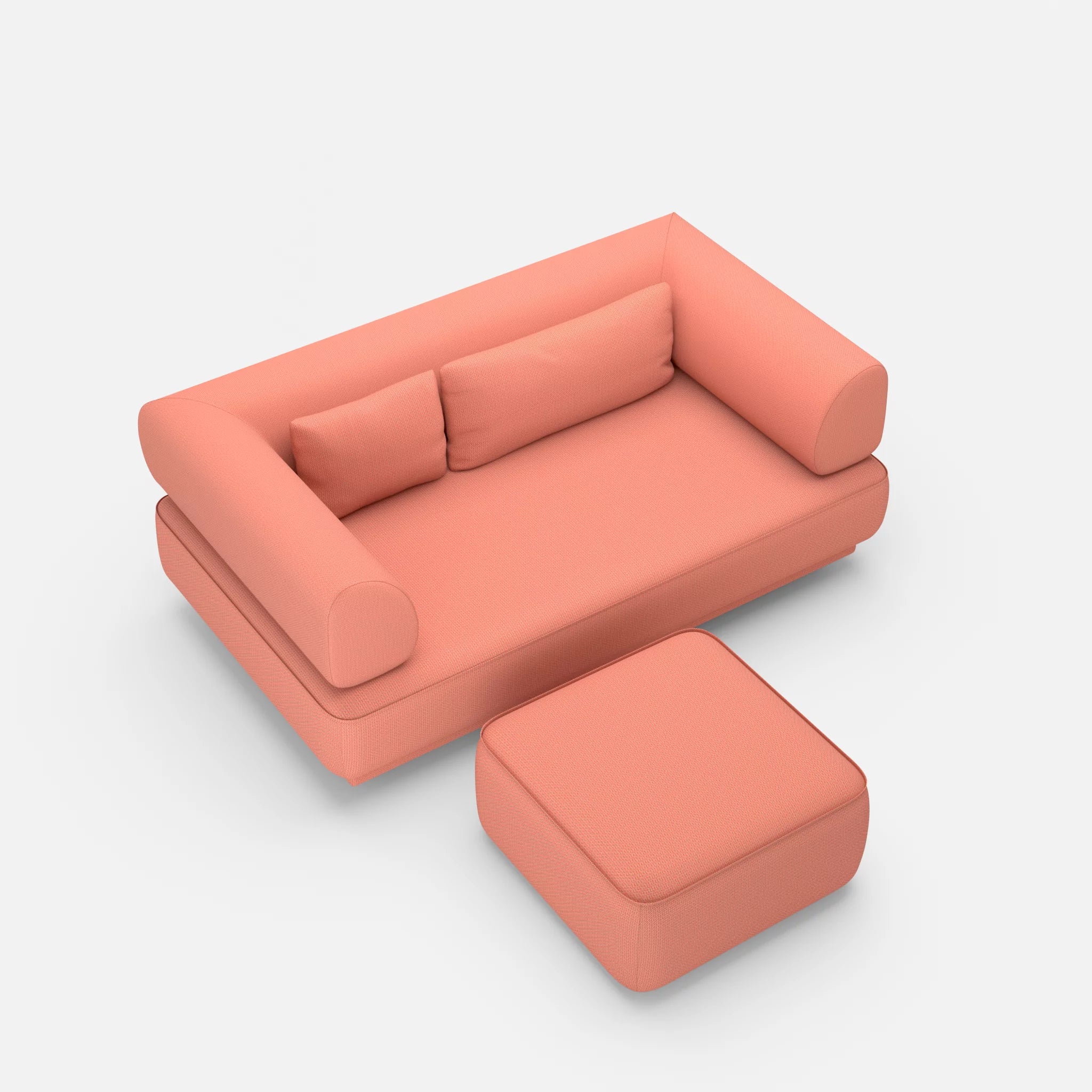 2 Sitzer Lounge Sofa Gordo mit Pouf credograpefruit in Coral von oben
