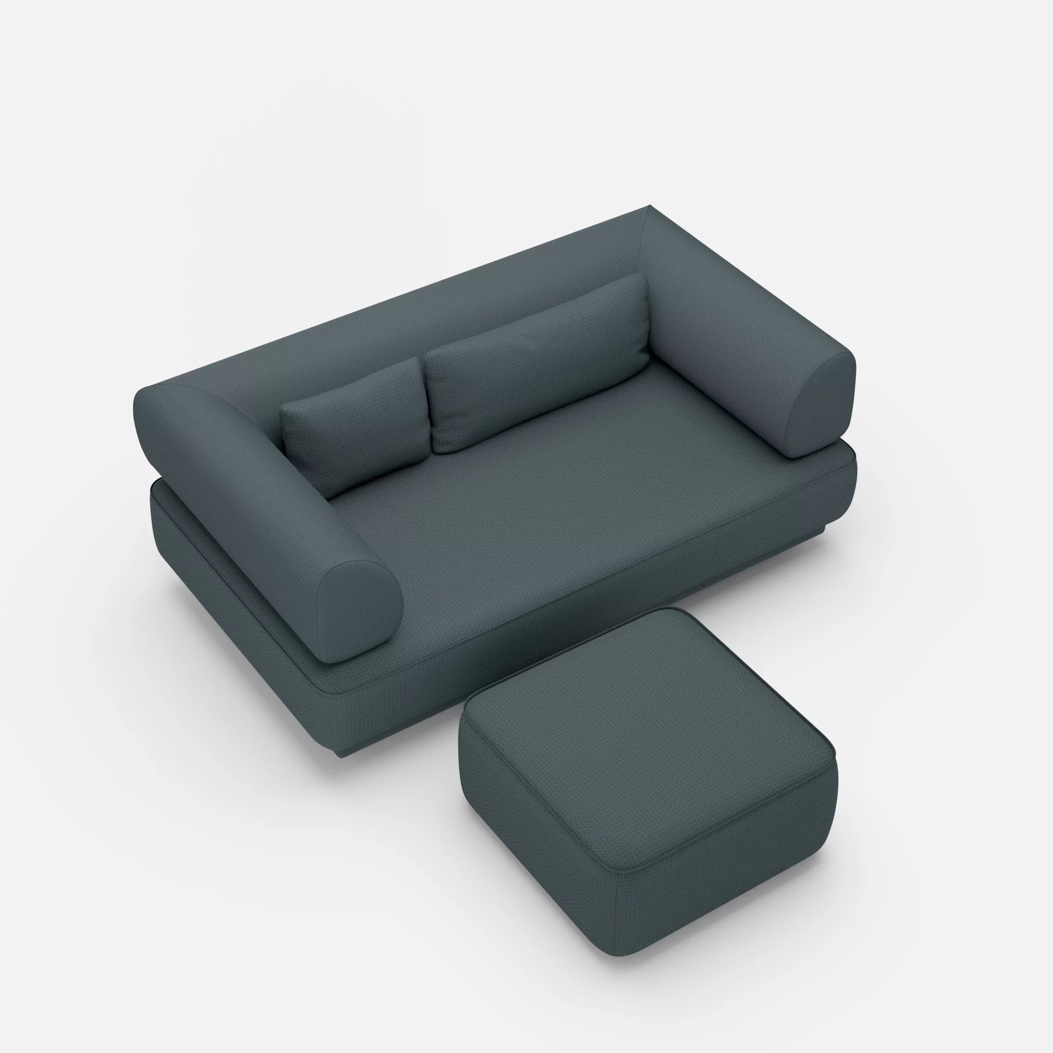 2 Sitzer Lounge Sofa Gordo mit Pouf credojaspis in Türkis von oben