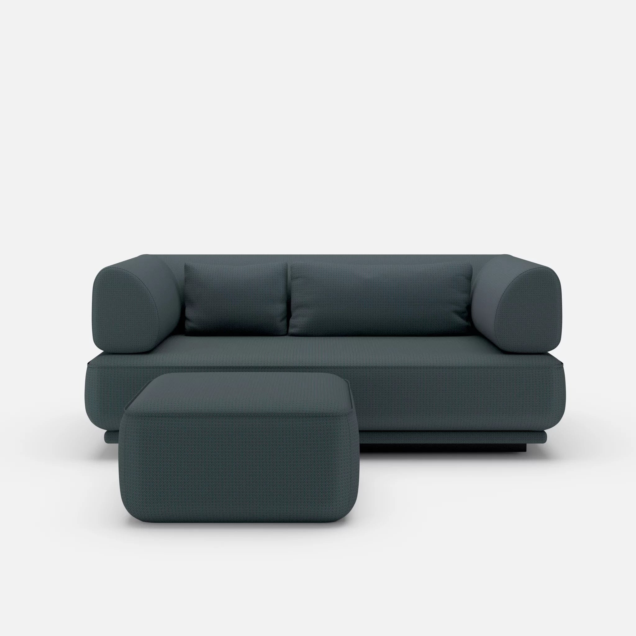 2 Sitzer Lounge Sofa Gordo mit Pouf credojaspis in Türkis von vorne