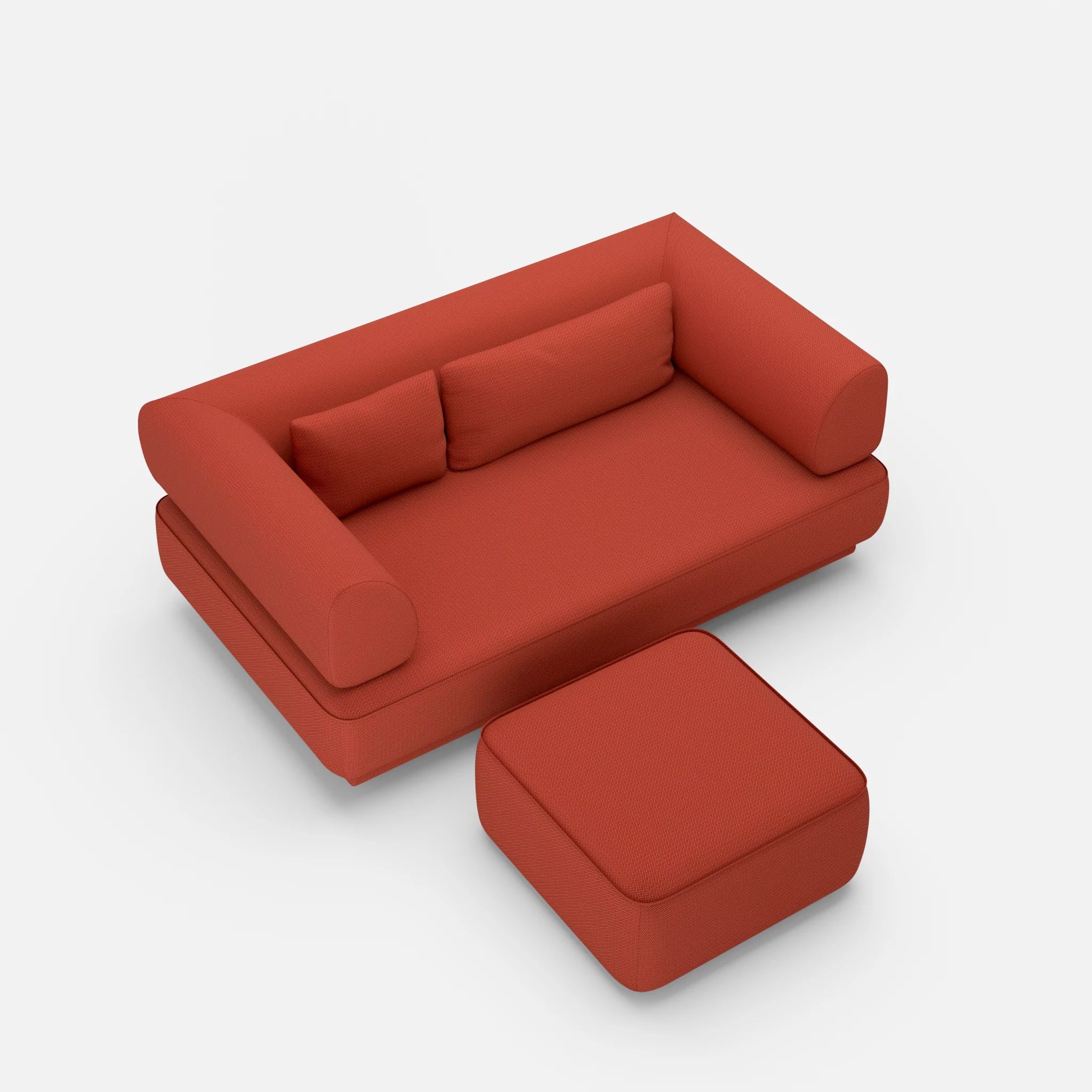 2 Sitzer Lounge Sofa Gordo mit Pouf credolampion in Rot von oben