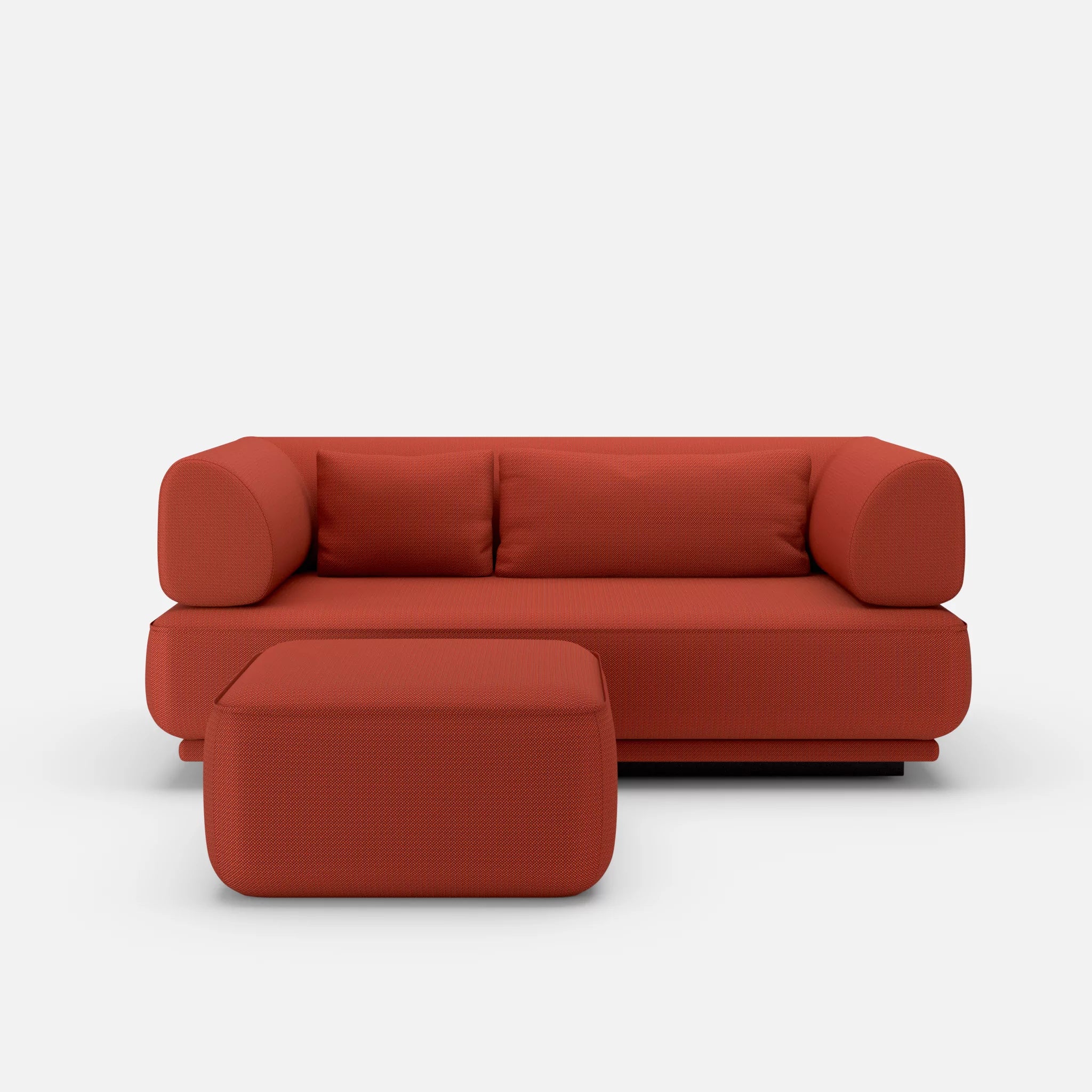 2 Sitzer Lounge Sofa Gordo mit Pouf credolampion in Rot von vorne