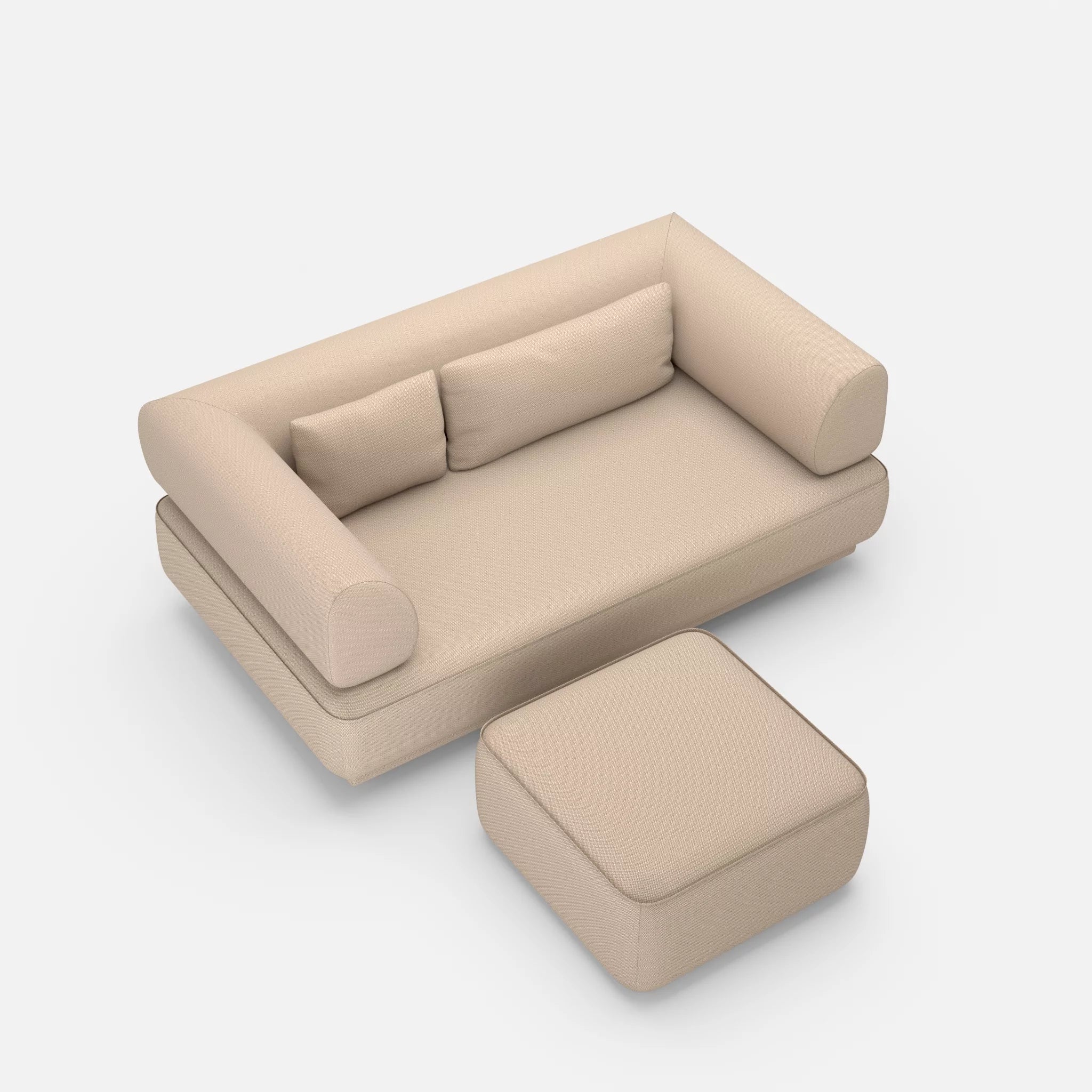 2 Sitzer Lounge Sofa Gordo mit Pouf credomacadamia in Beige von oben