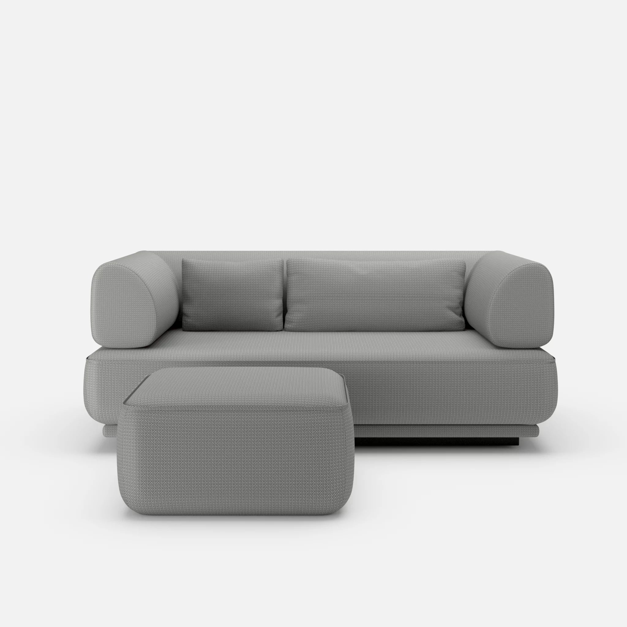 2 Sitzer Lounge Sofa Gordo mit Pouf credopepper in Dunkelgrau von vorne