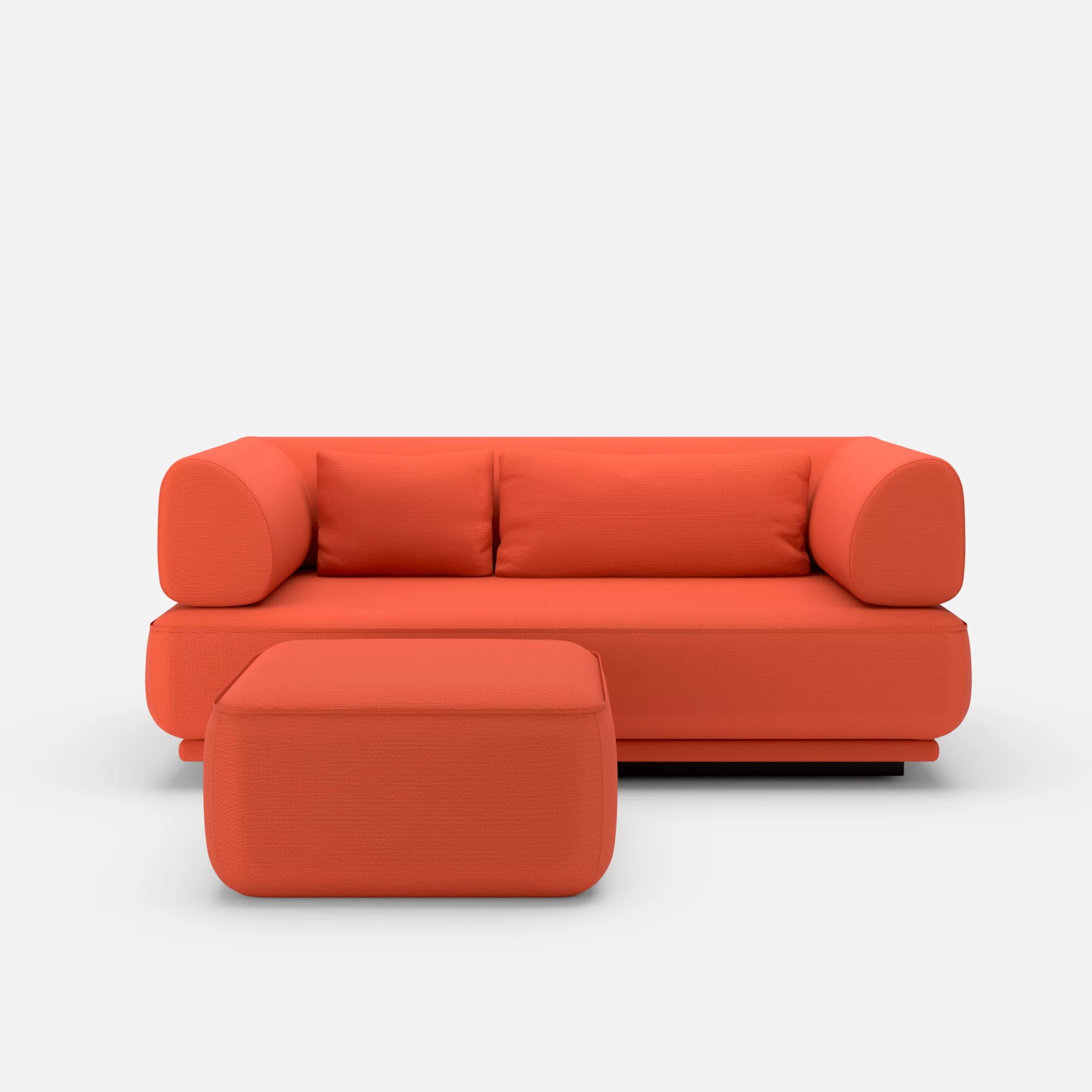 2 Sitzer Lounge Sofa Gordo mit Pouf laserj3012 in Orange von vorne