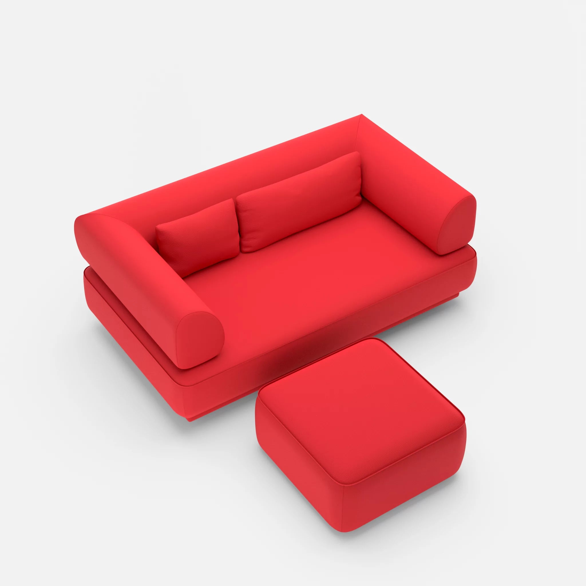 2 Sitzer Lounge Sofa Gordo mit Pouf laserj4021 in Rot von oben