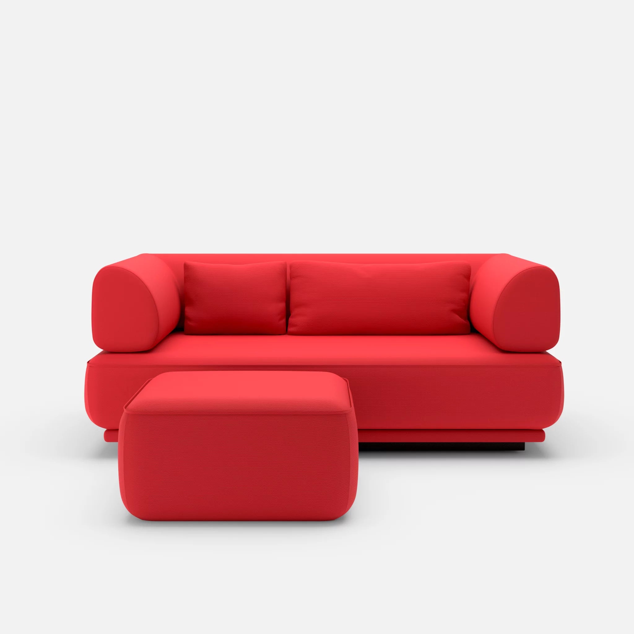 2 Sitzer Lounge Sofa Gordo mit Pouf laserj4021 in Rot von vorne
