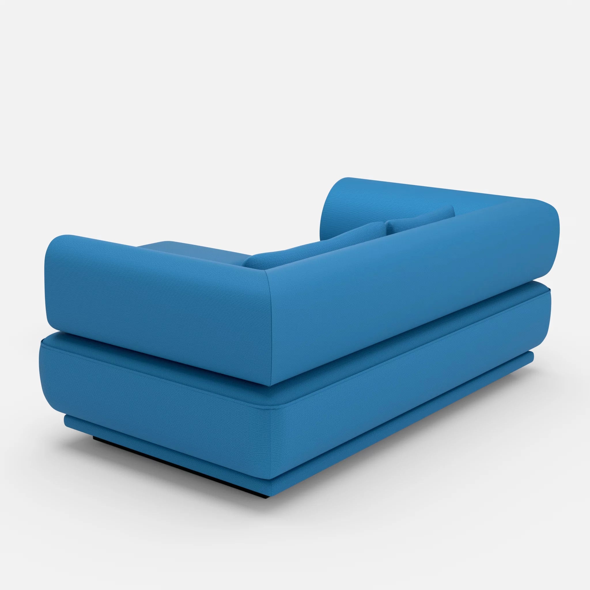 2 Sitzer Lounge Sofa Gordo mit Pouf laserj6071 in Blau von hinten