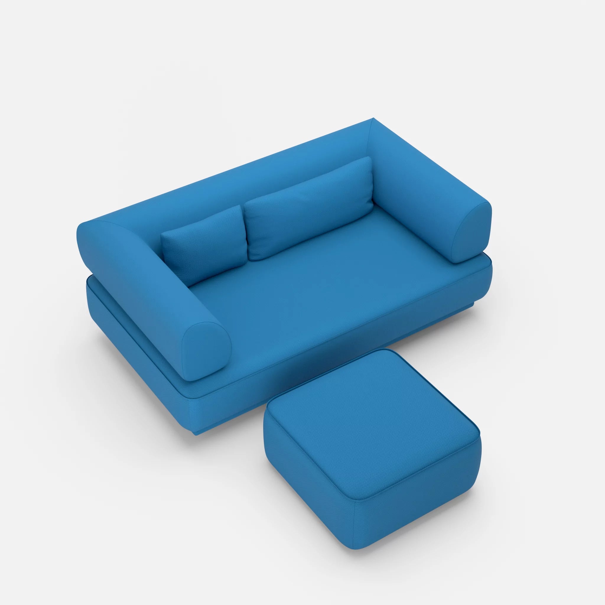 2 Sitzer Lounge Sofa Gordo mit Pouf laserj6071 in Blau von oben
