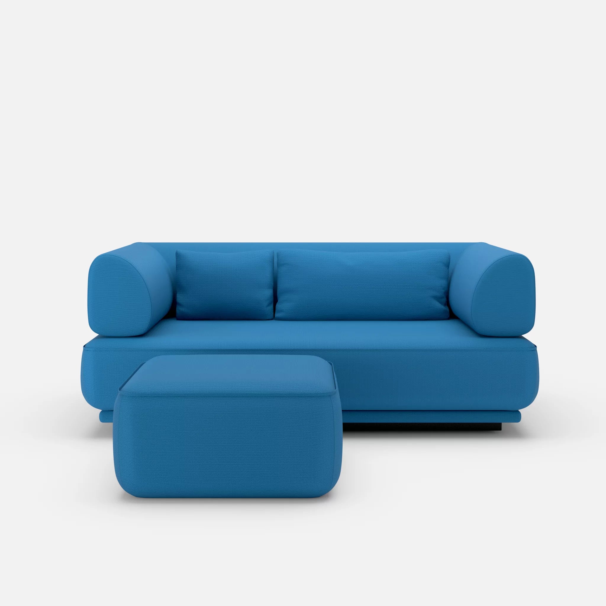 2 Sitzer Lounge Sofa Gordo mit Pouf laserj6071 in Blau von vorne