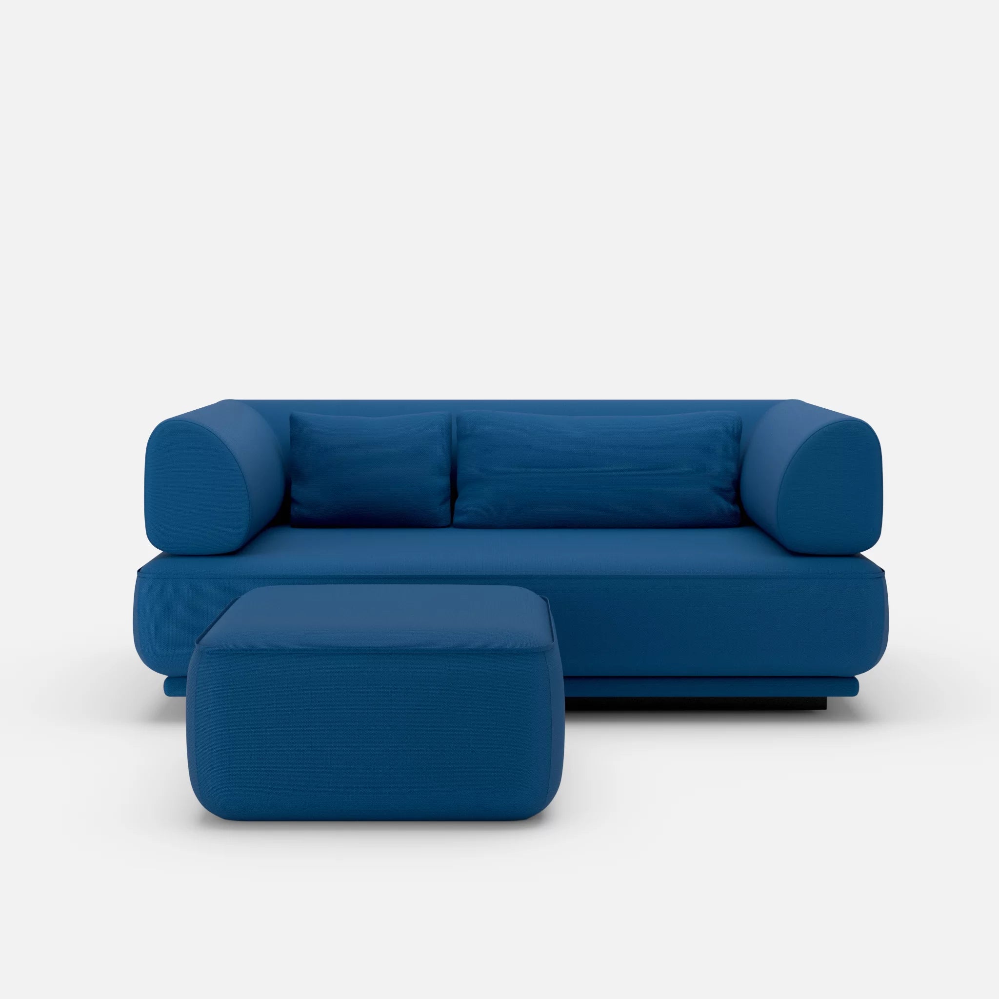 2 Sitzer Lounge Sofa Gordo mit Pouf laserj6098 in Dunkelblau von vorne