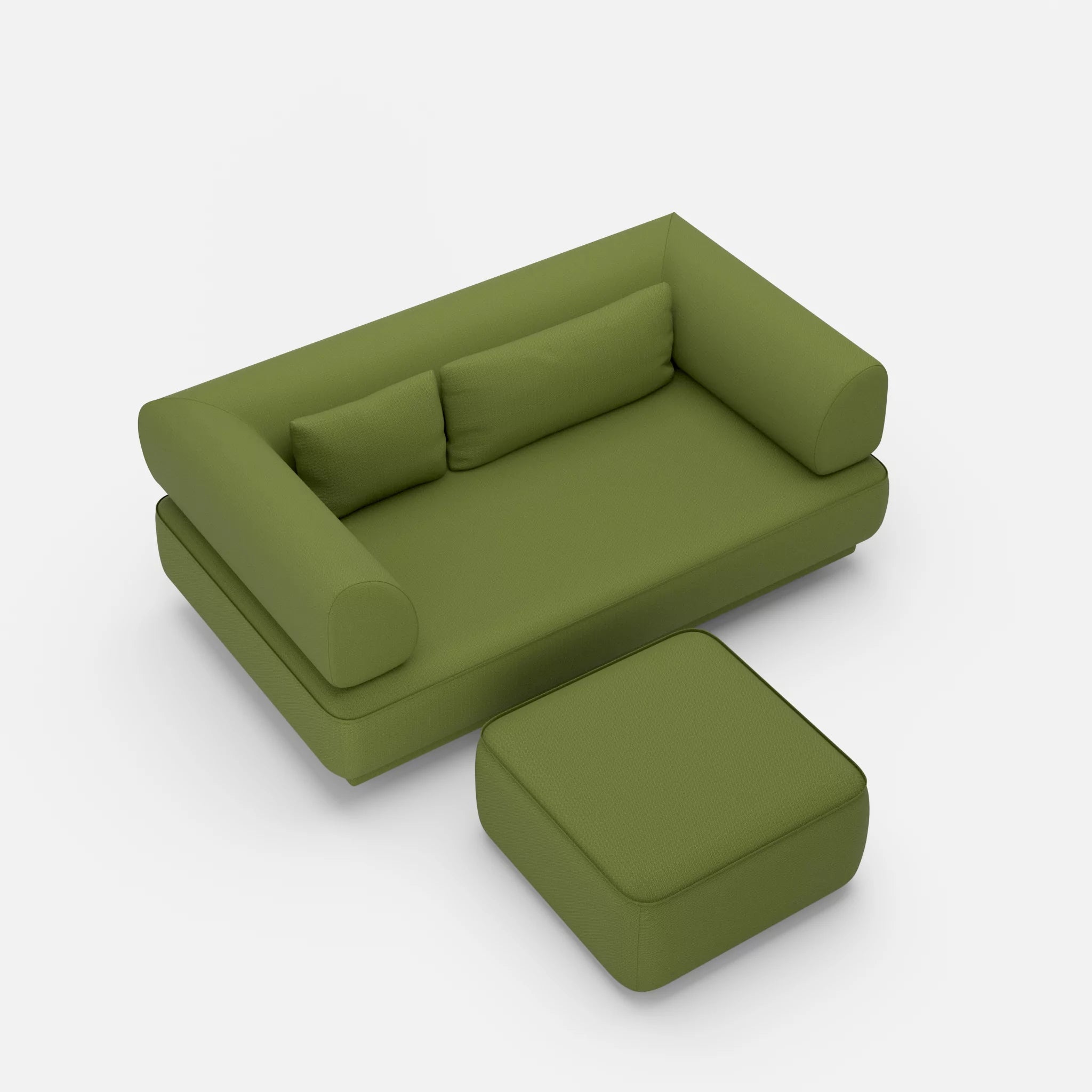 2 Sitzer Lounge Sofa Gordo mit Pouf laserj7021 in Grün von oben
