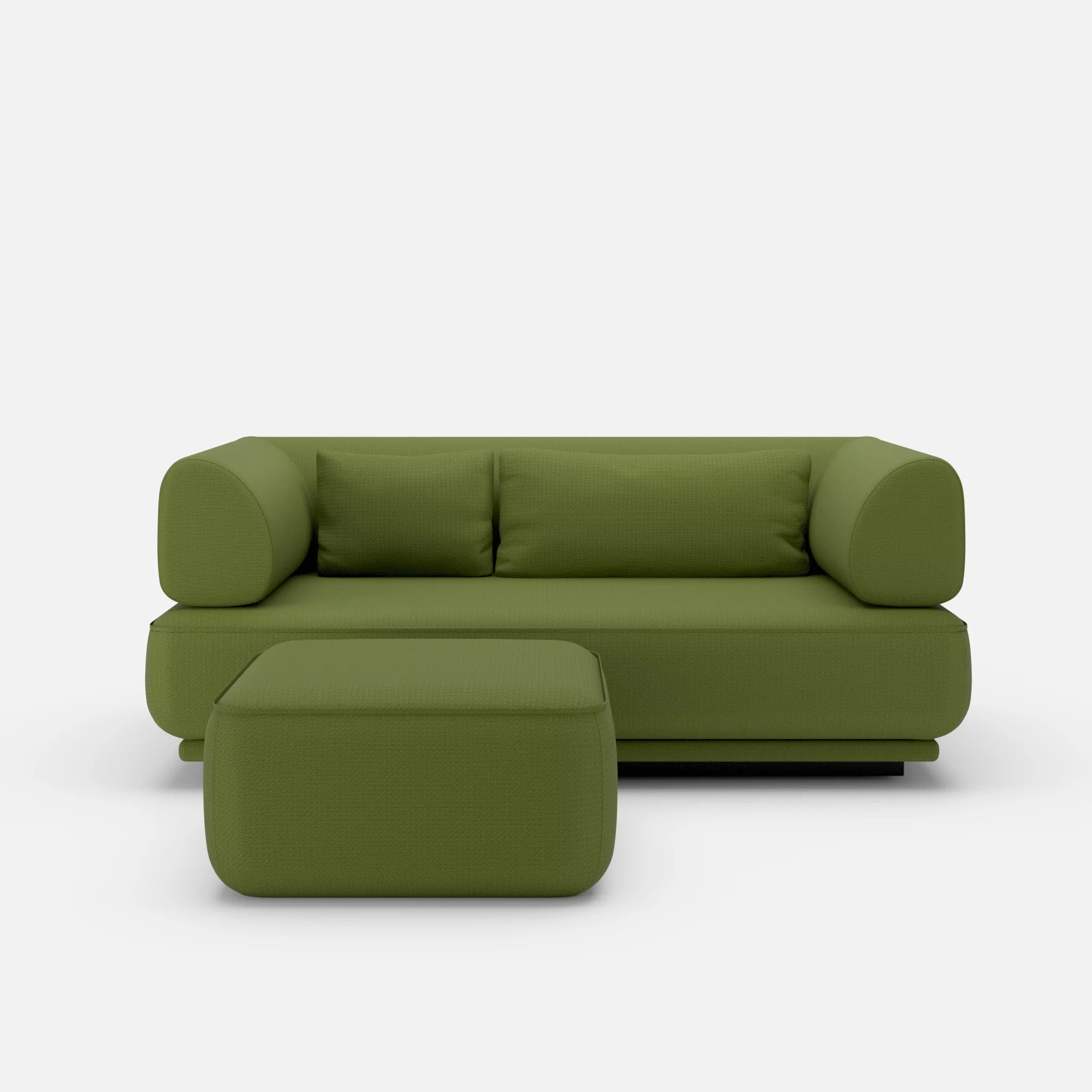 2 Sitzer Lounge Sofa Gordo mit Pouf laserj7021 in Grün von vorne