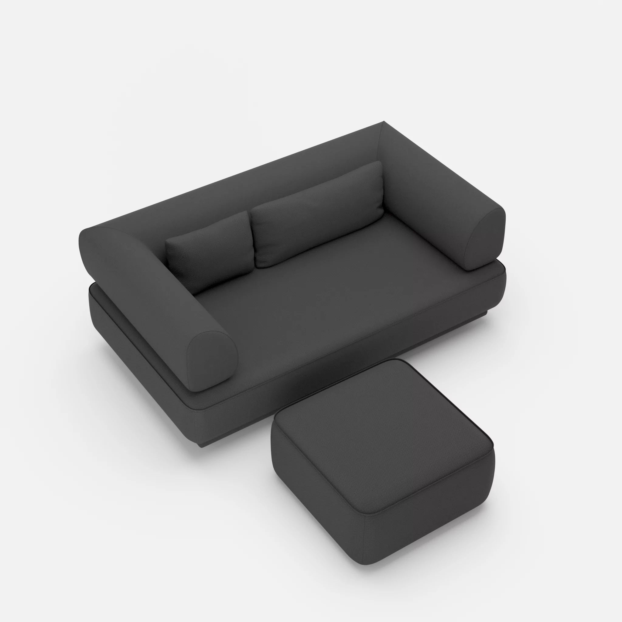 2 Sitzer Lounge Sofa Gordo mit Pouf laserj8017 in Anthrazit von oben