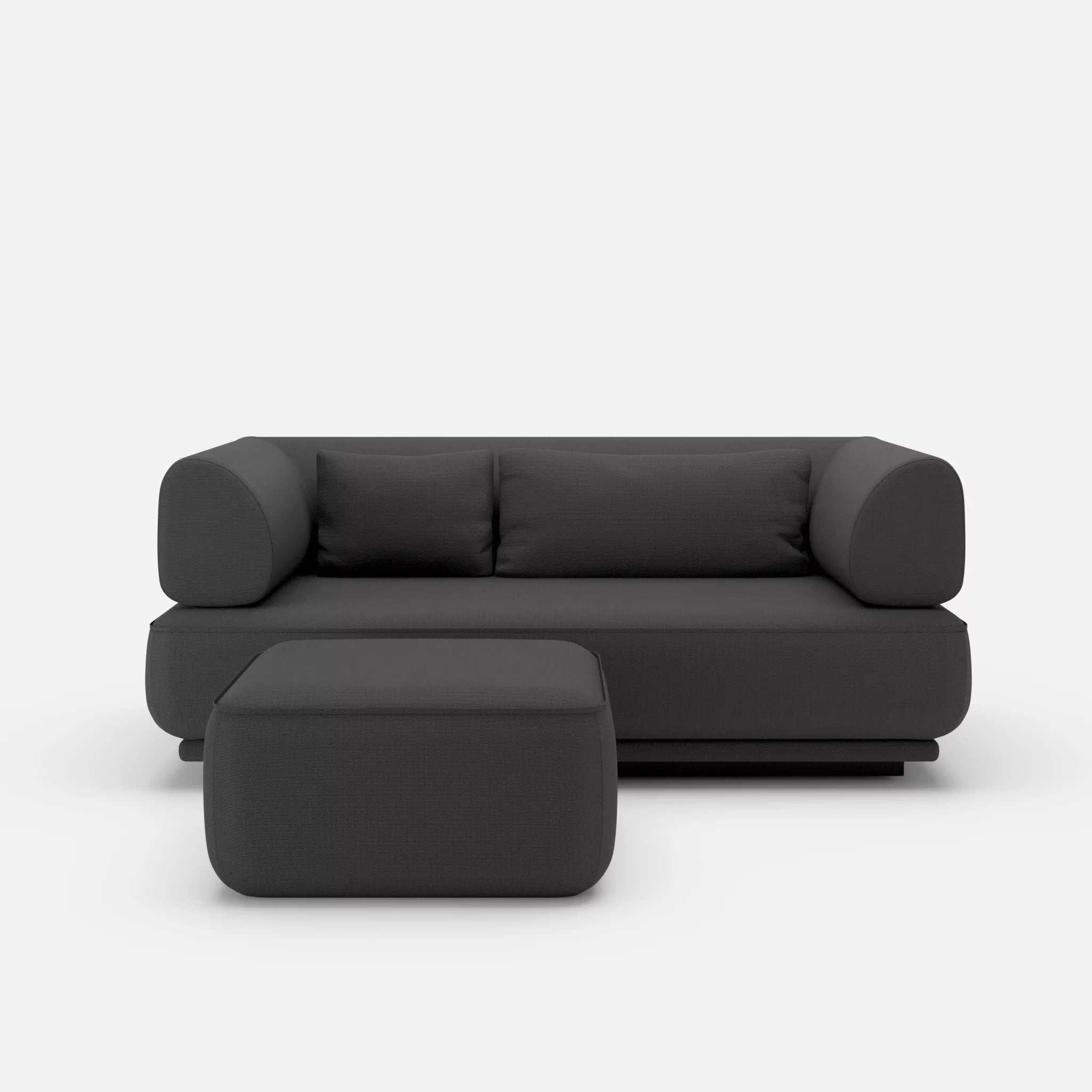 2 Sitzer Lounge Sofa Gordo mit Pouf laserj8017 in Anthrazit von vorne