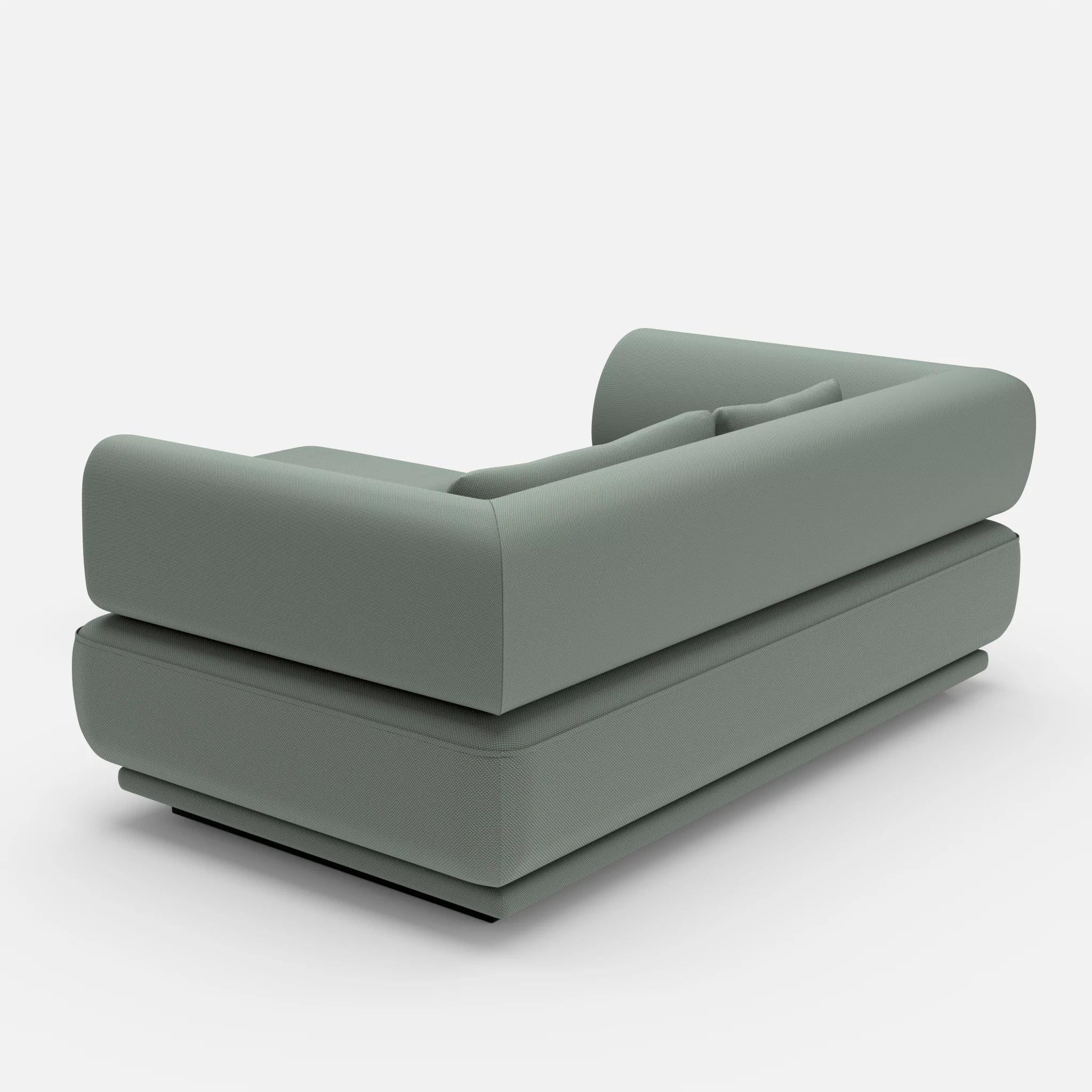 2 Sitzer Lounge Sofa Gordo mit Pouf novumdelphi in Graublau von hinten