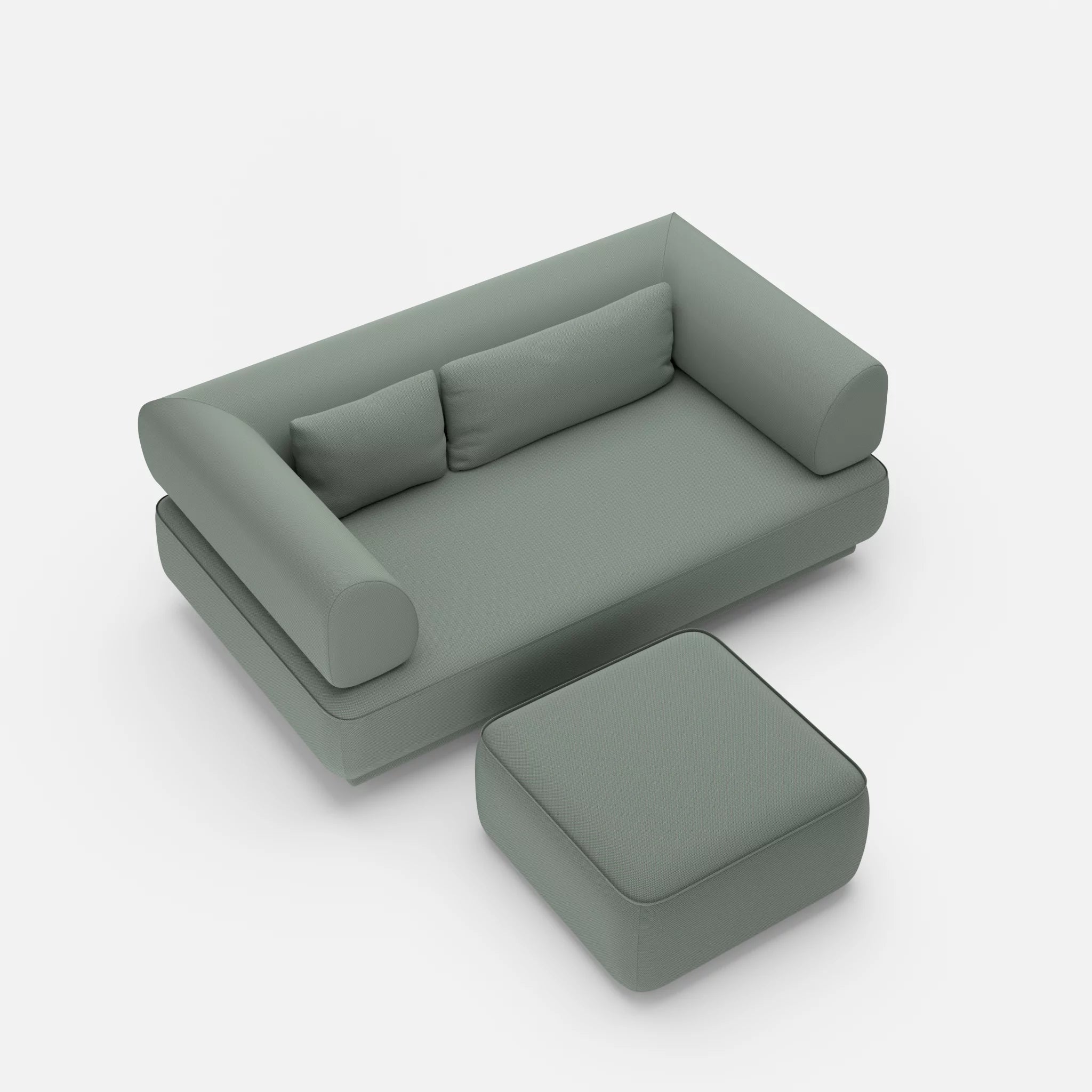 2 Sitzer Lounge Sofa Gordo mit Pouf novumdelphi in Graublau von oben
