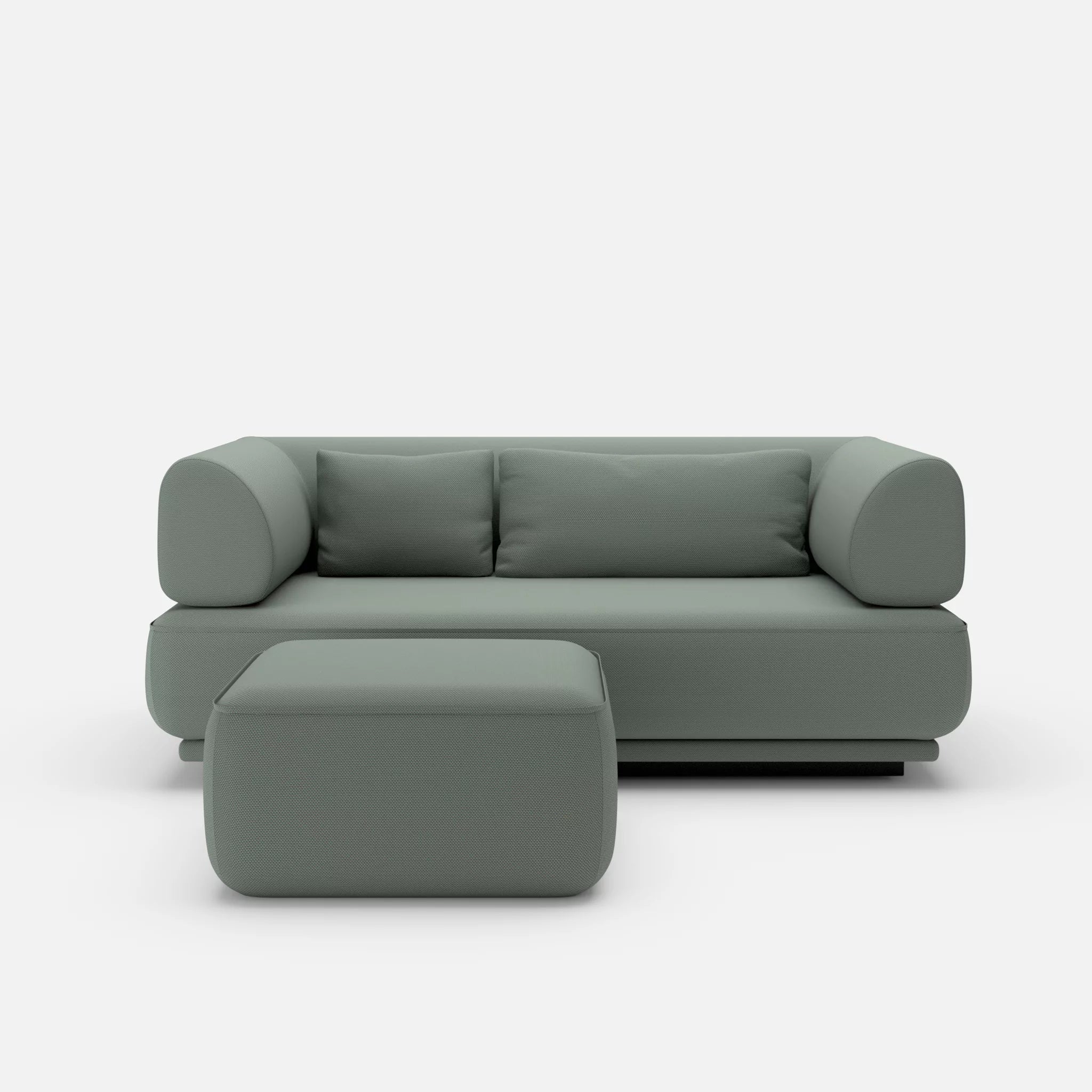 2 Sitzer Lounge Sofa Gordo mit Pouf novumdelphi in Graublau von vorne