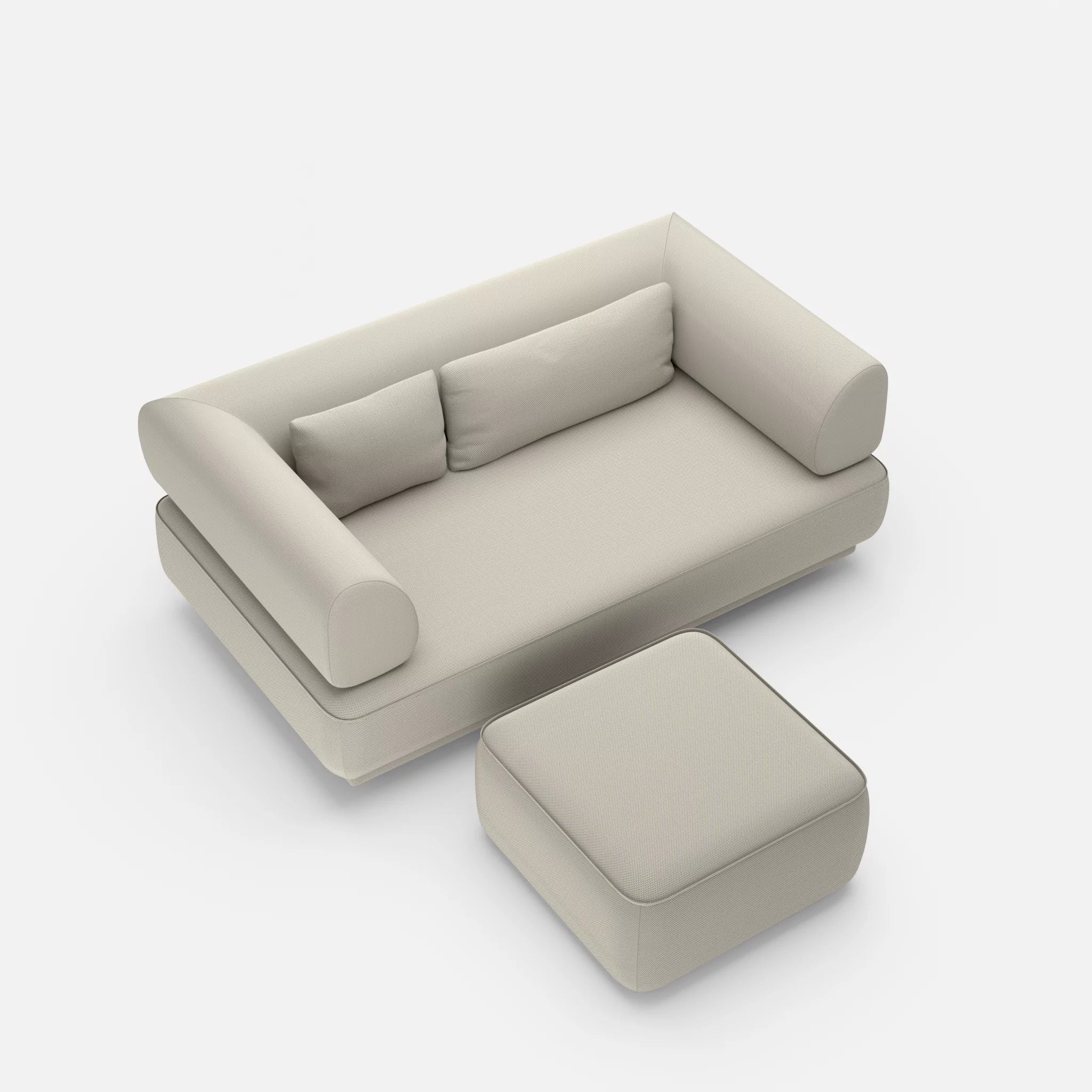 2 Sitzer Lounge Sofa Gordo mit Pouf novumkies in Mittelgrau von oben