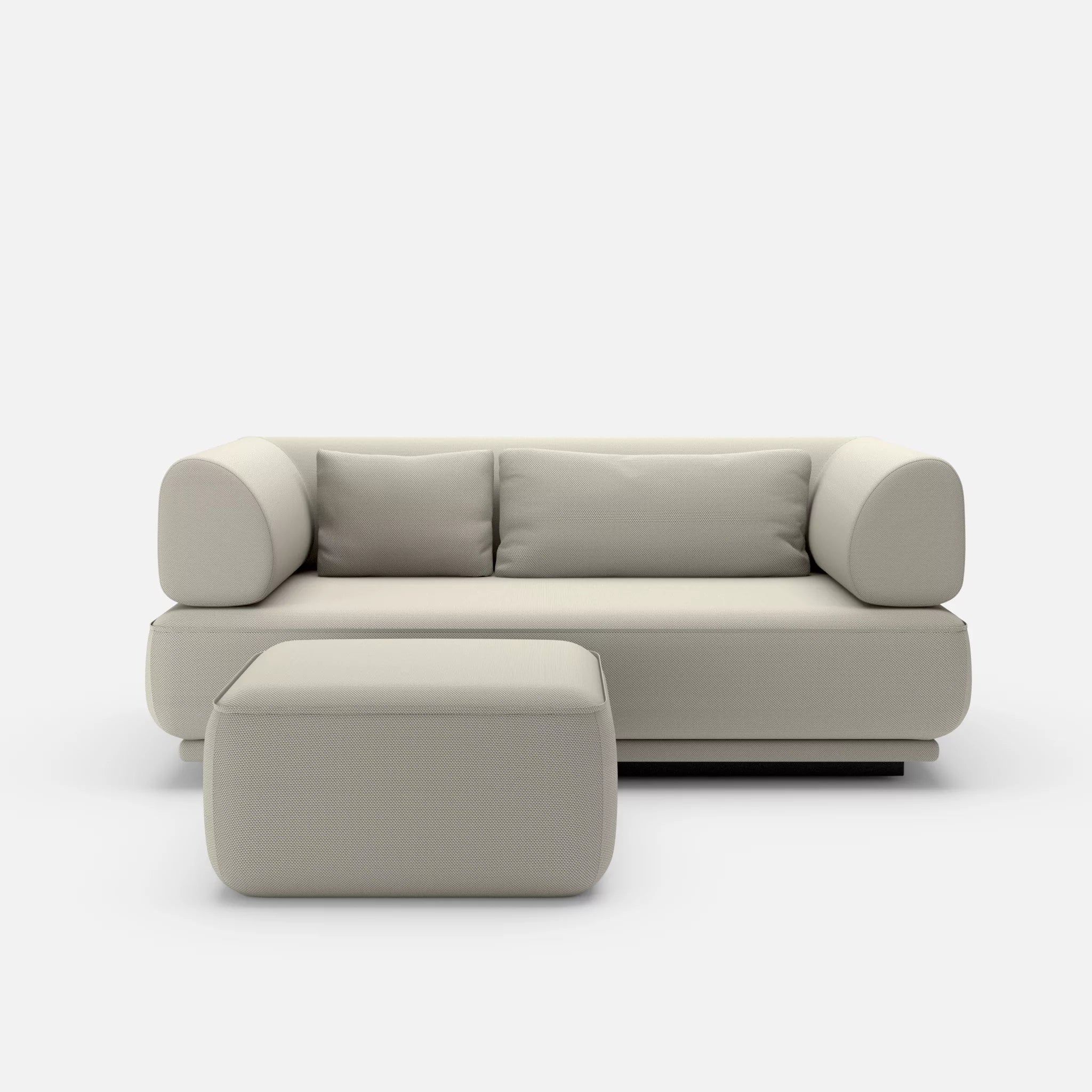 2 Sitzer Lounge Sofa Gordo mit Pouf novumkies in Mittelgrau von vorne