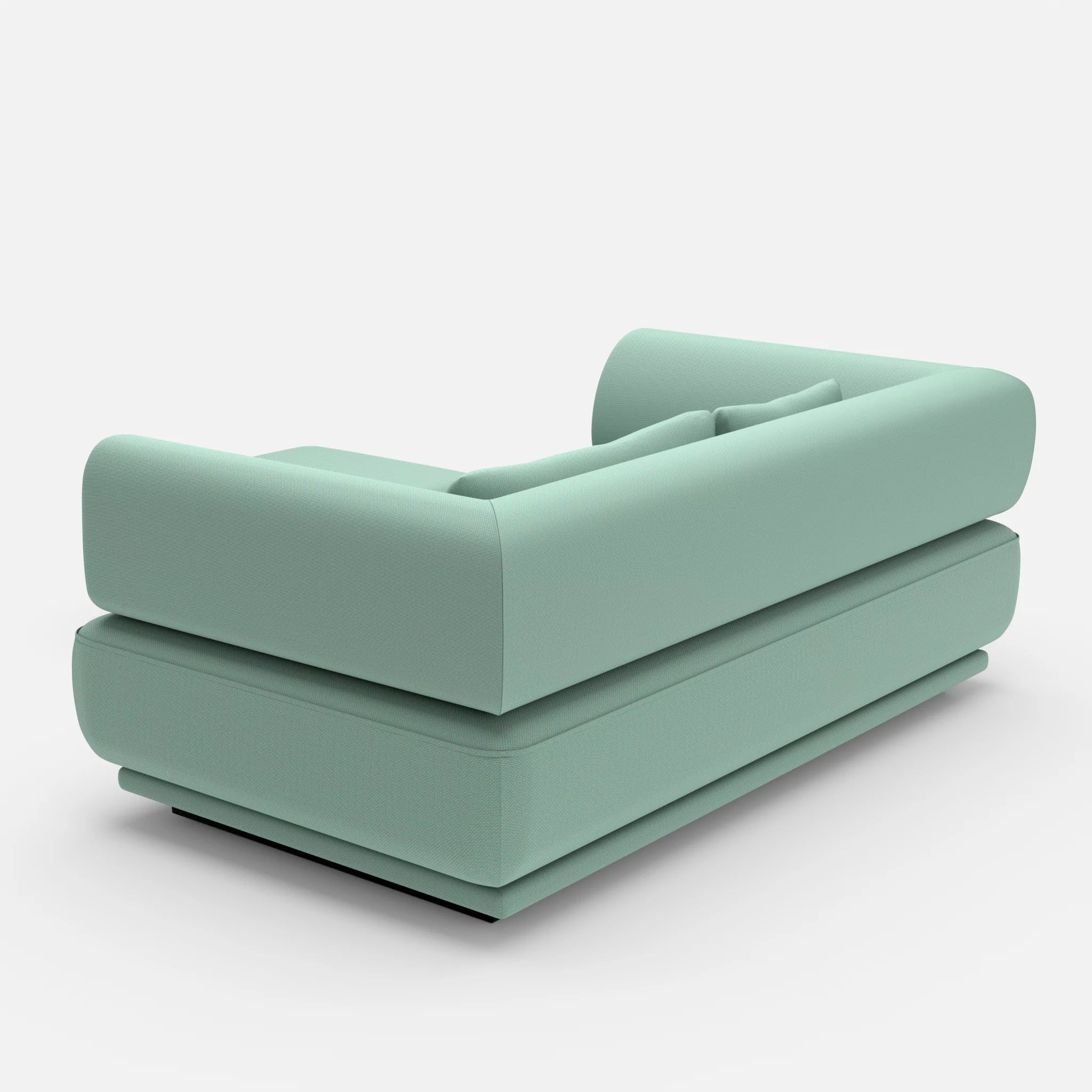2 Sitzer Lounge Sofa Gordo mit Pouf novumlagoon in Graublau von hinten