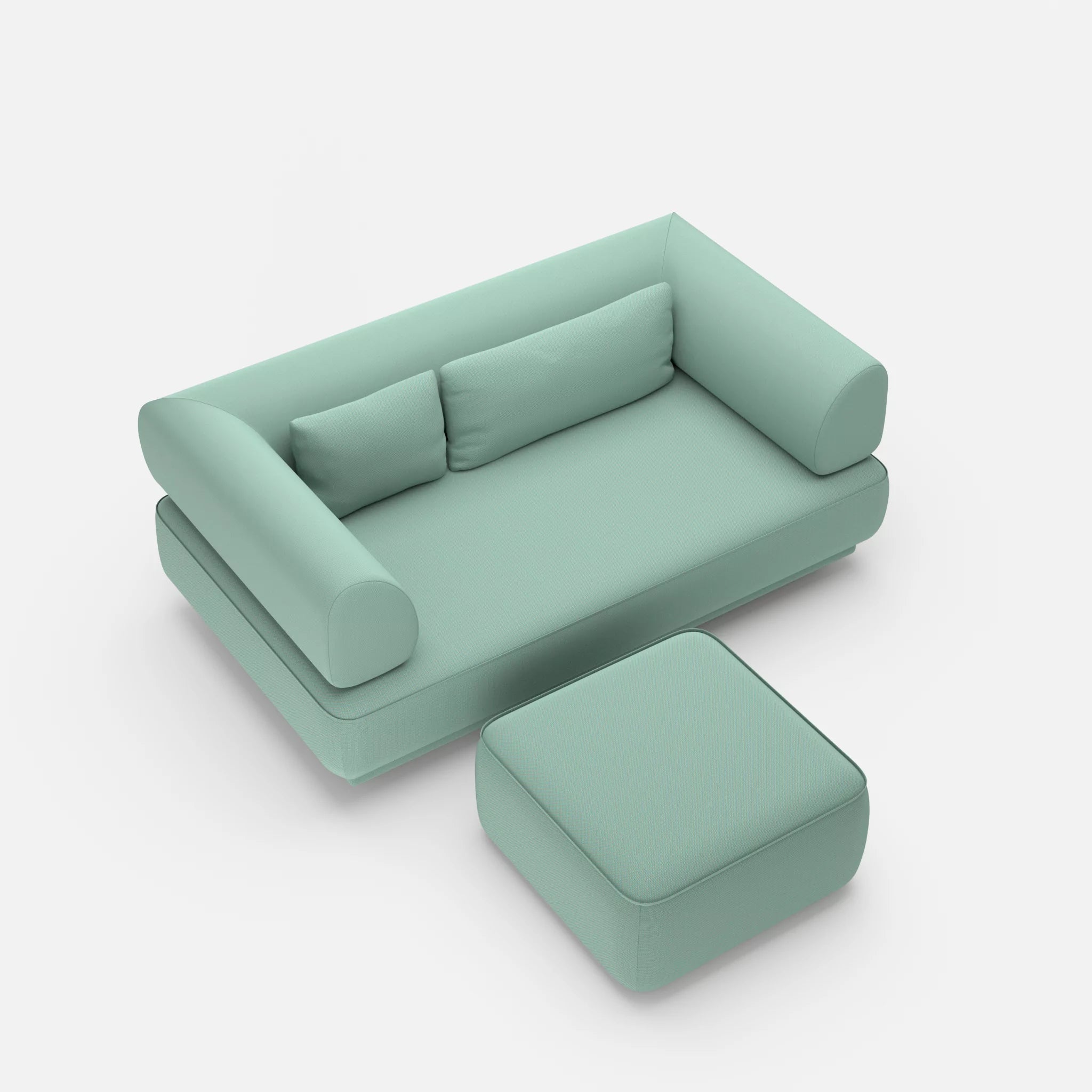 2 Sitzer Lounge Sofa Gordo mit Pouf novumlagoon in Graublau von oben