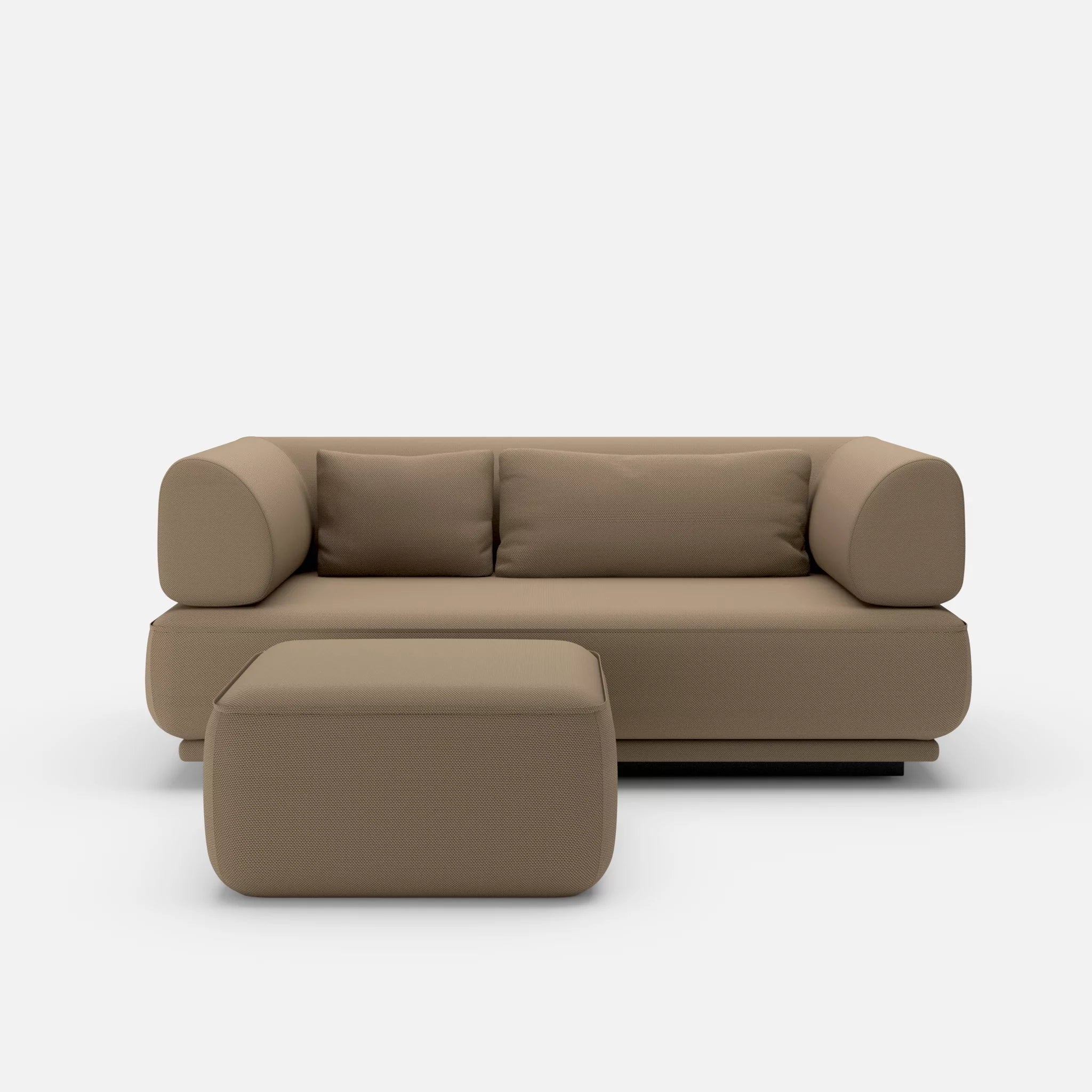 2 Sitzer Lounge Sofa Gordo mit Pouf novumsantos in Braun von vorne