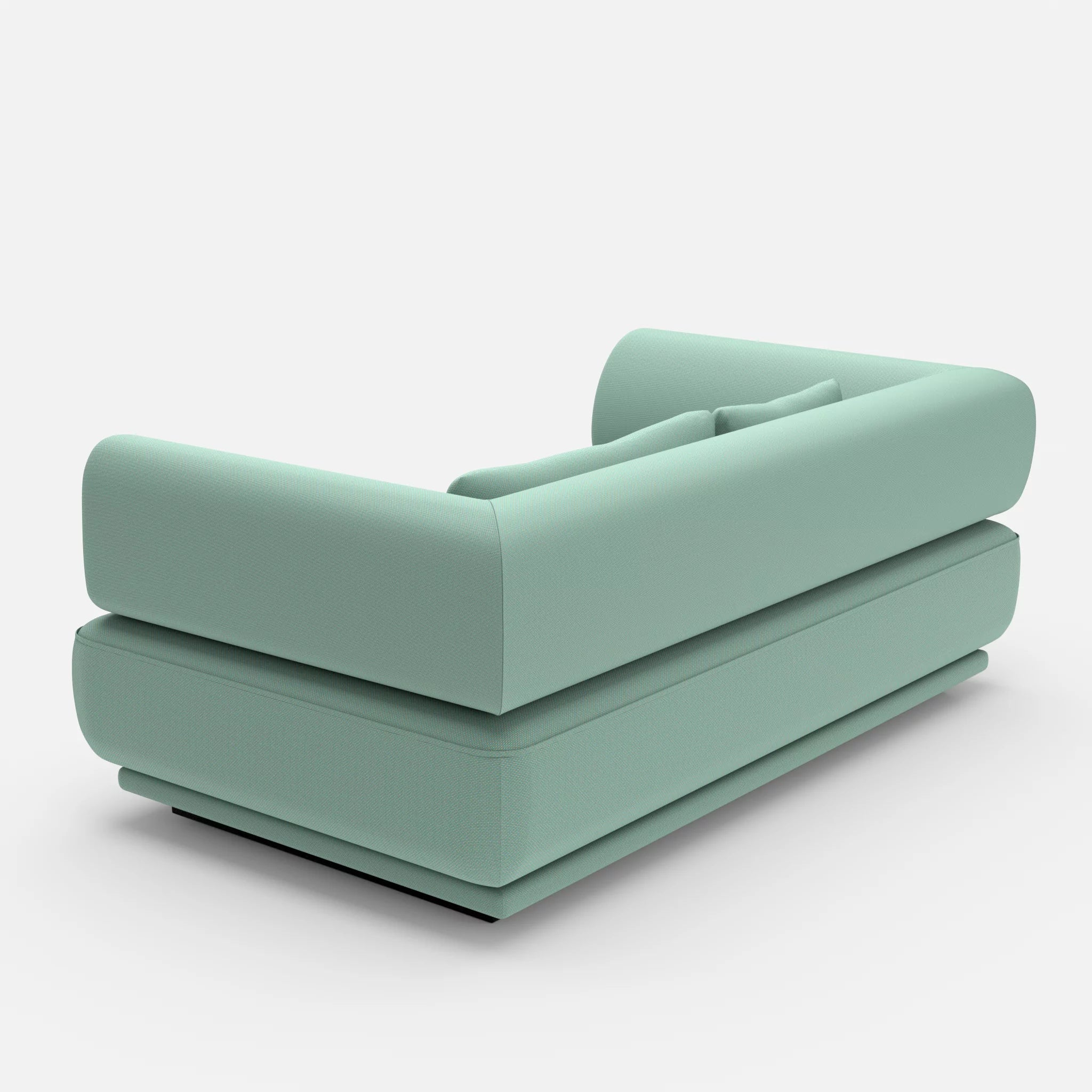 2 Sitzer Lounge Sofa Gordo novumlagoon in Graublau von hinten