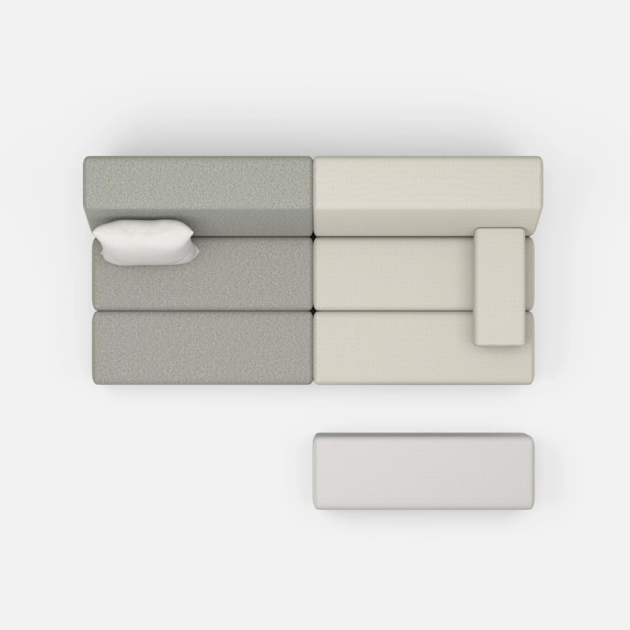 2 Sitzer Sofa Bricks 1 dama0003-radio8027 in Mittelgrau und Hellgrau von oben