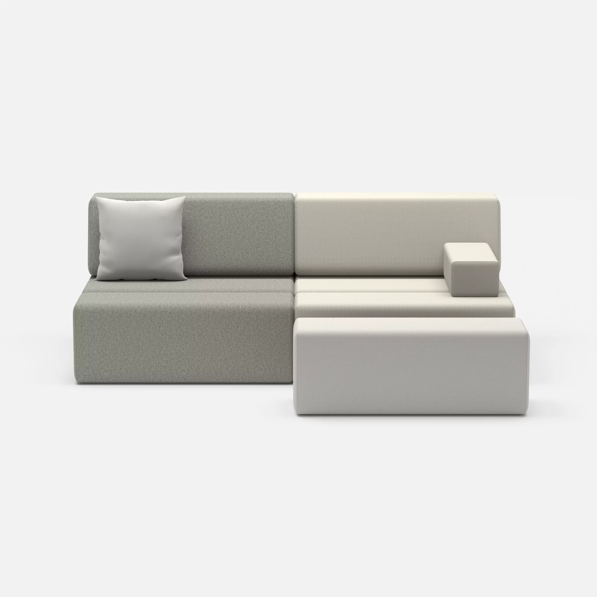 2 Sitzer Sofa Bricks 1 dama0003-radio8027 in Mittelgrau und Hellgrau von vorne