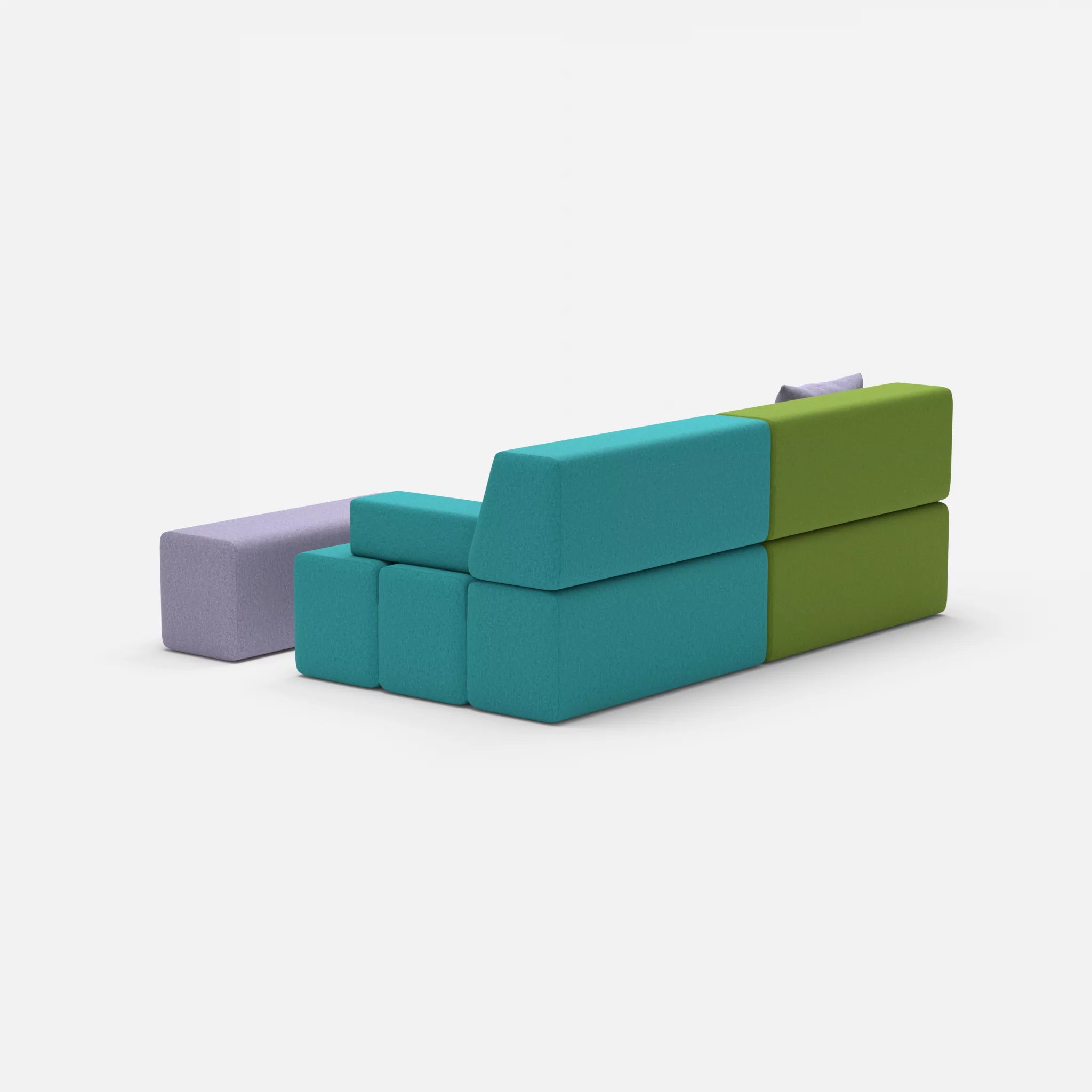 2 Sitzer Sofa Bricks 1 dama0027-dama0039 in Grün und Flieder von hinten