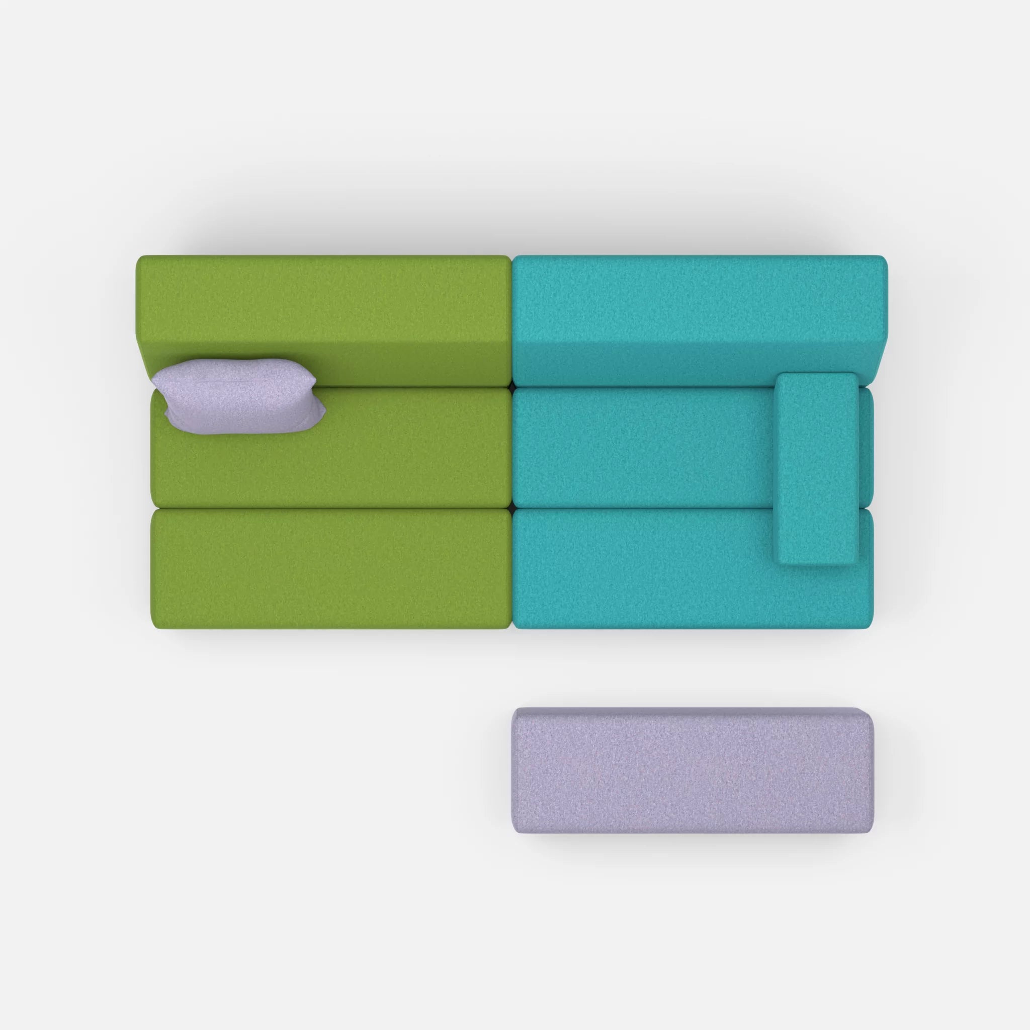 2 Sitzer Sofa Bricks 1 dama0027-dama0039 in Grün und Flieder von oben