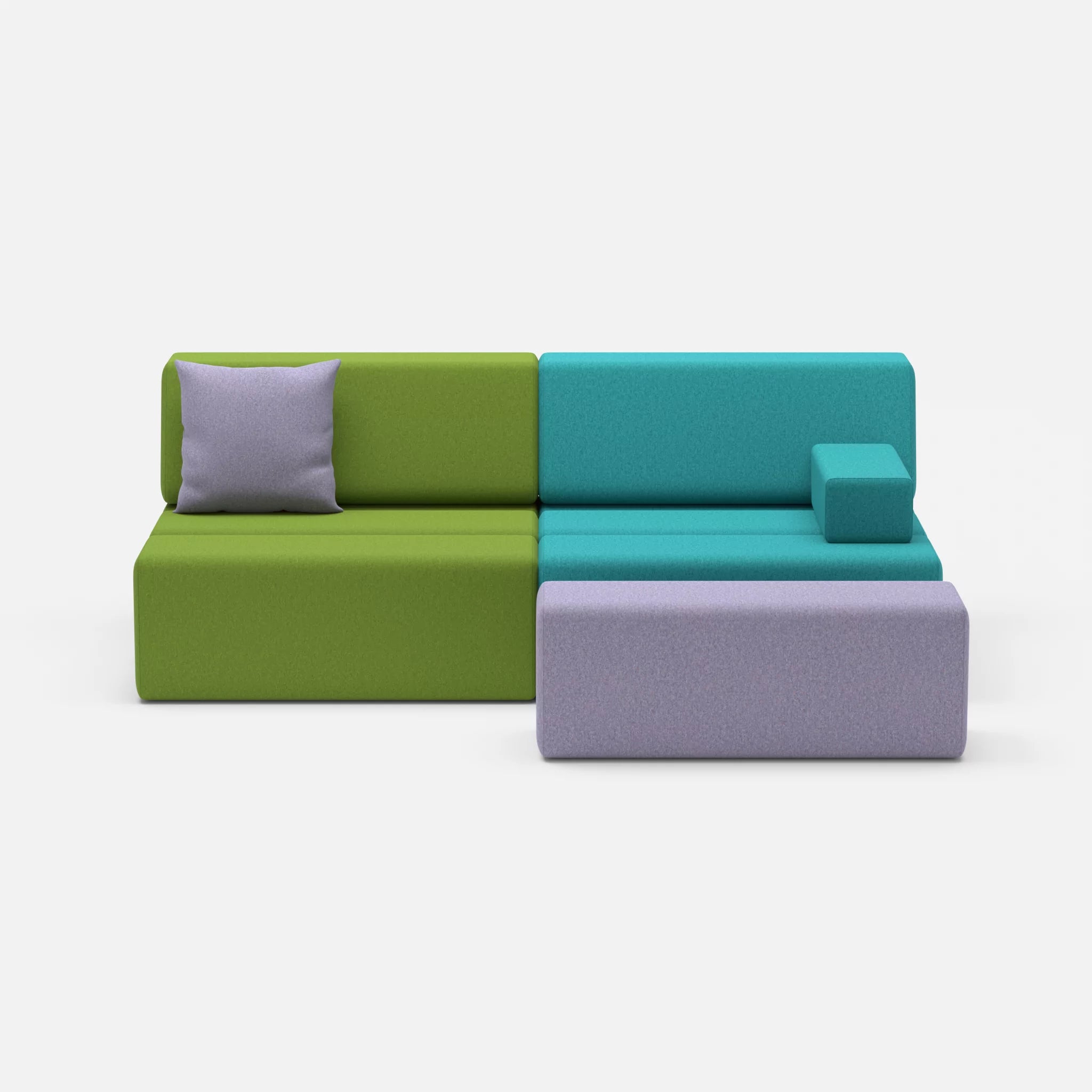2 Sitzer Sofa Bricks 1 dama0027-dama0039 in Grün und Flieder von vorne