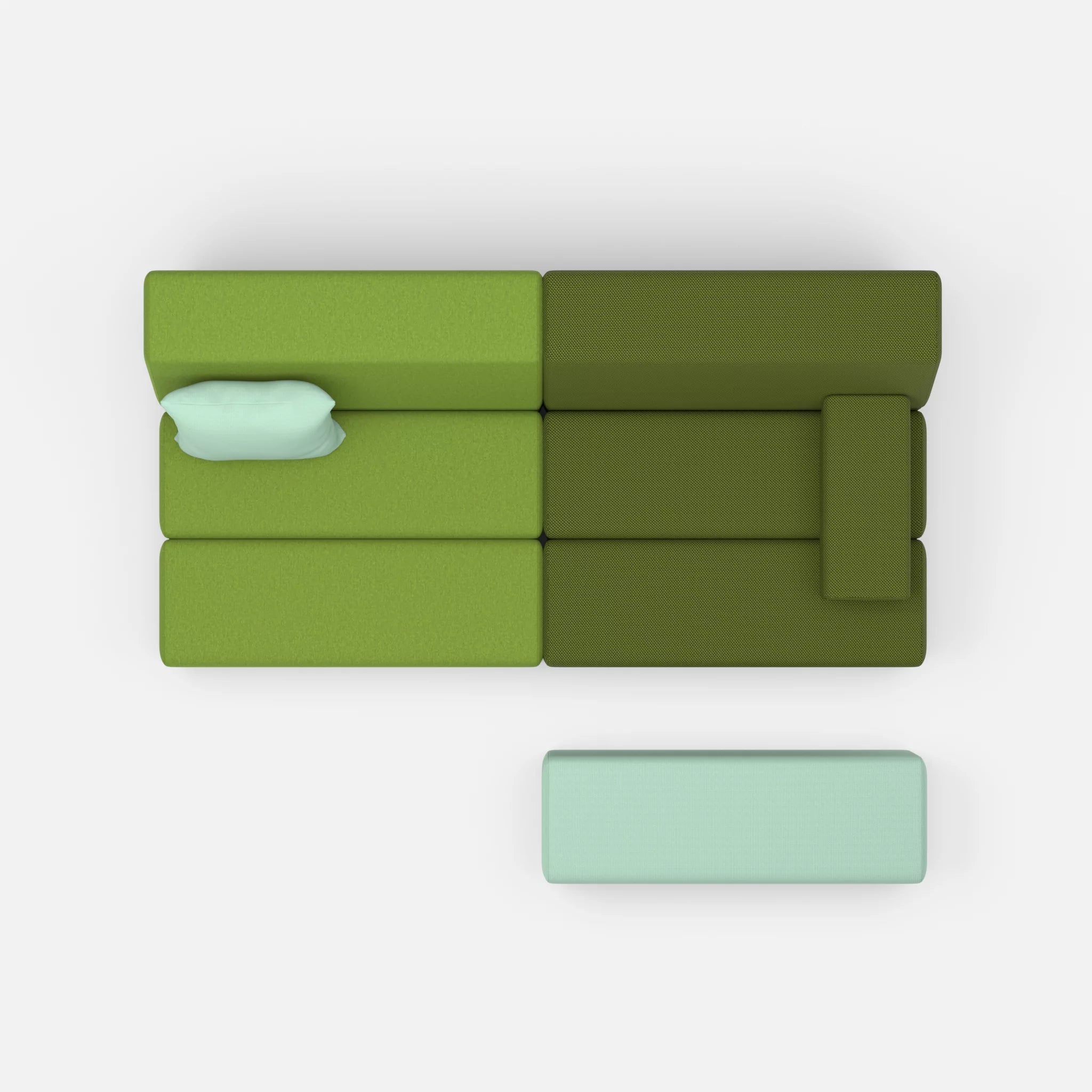 2 Sitzer Sofa Bricks 1 dama0027-radio7045 in Grün und Hellblau von oben