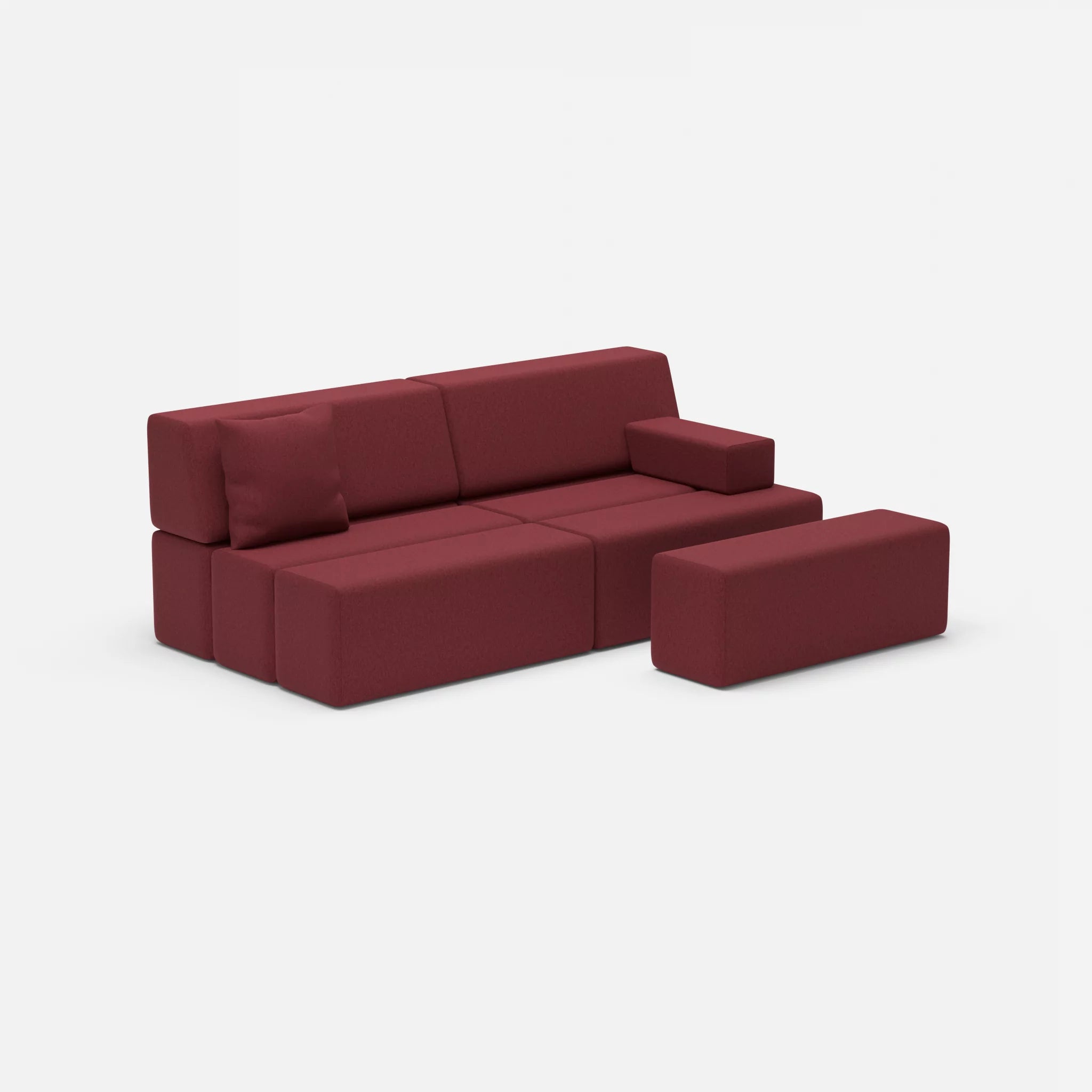 2 Sitzer Sofa Bricks 1 dama0034 in Bordeaux von der Seite