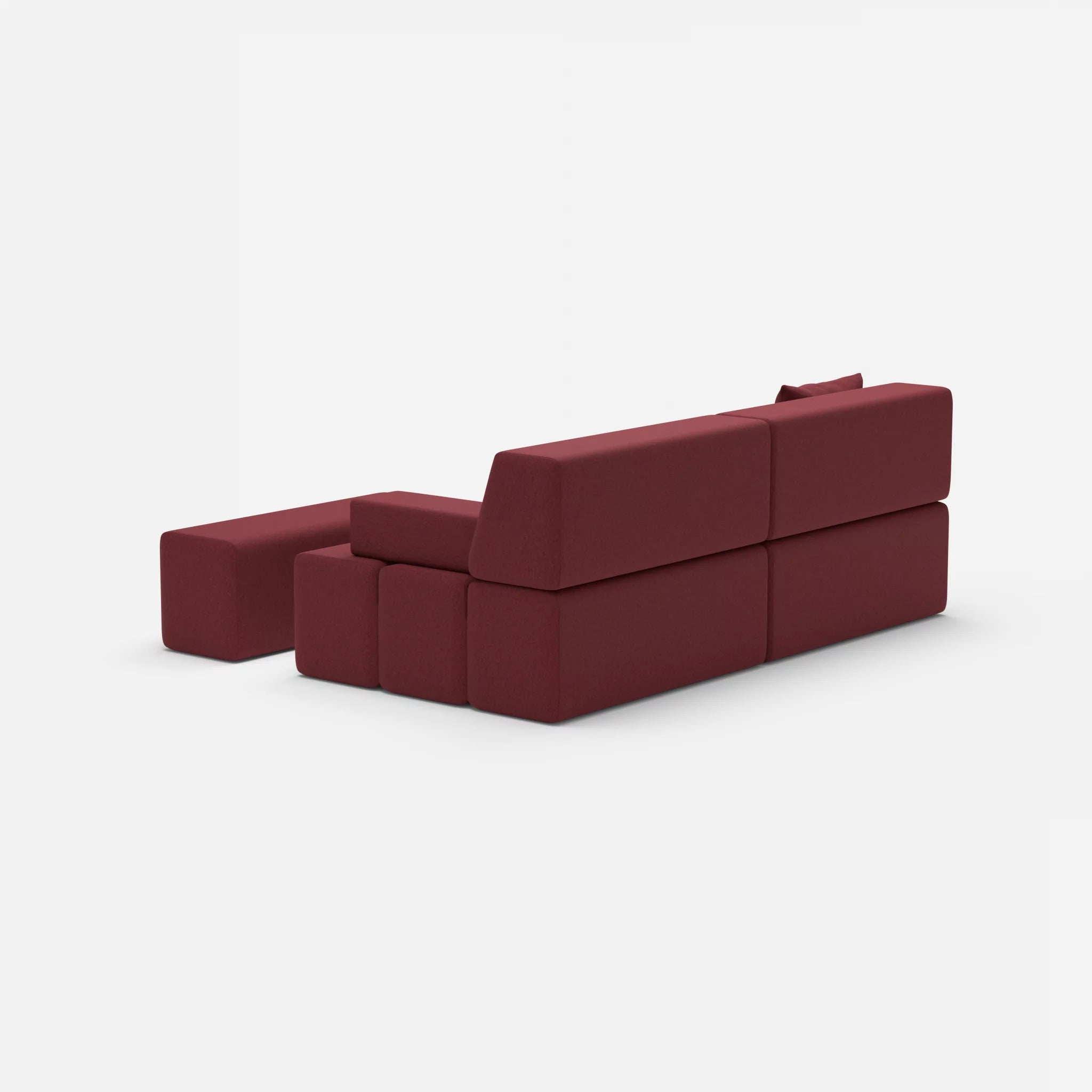 2 Sitzer Sofa Bricks 1 dama0034 in Bordeaux von hinten