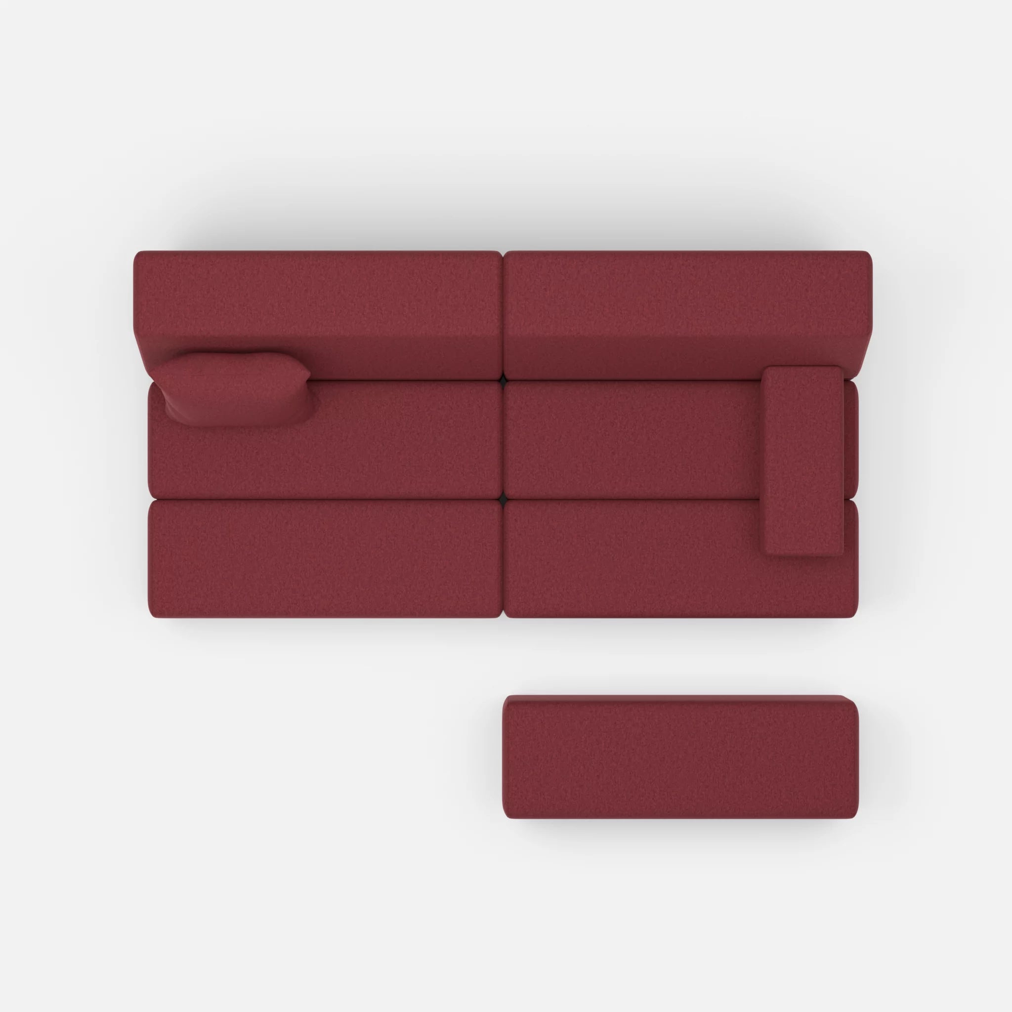 2 Sitzer Sofa Bricks 1 dama0034 in Bordeaux von oben
