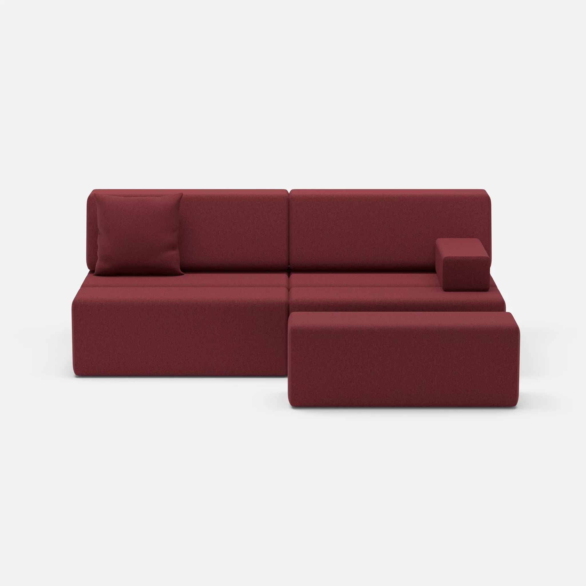 2 Sitzer Sofa Bricks 1 dama0034 in Bordeaux von vorne
